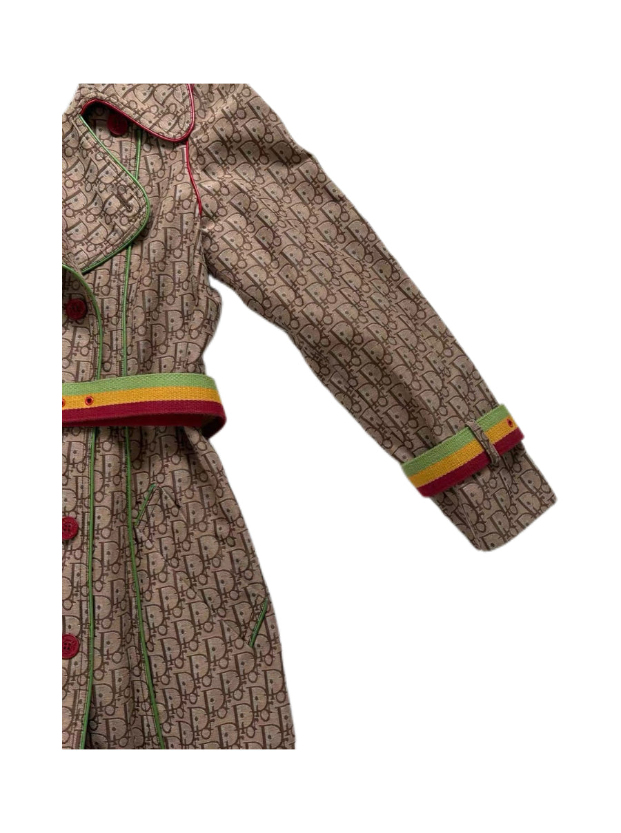 Christian Dior by John Galliano Oblique Monogram Rasta Trench Coat – Vintage Jamaica Belted Archive Coat