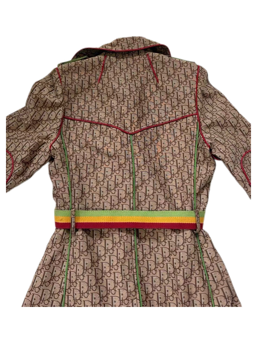 Christian Dior by John Galliano Oblique Monogram Rasta Trench Coat – Vintage Jamaica Belted Archive Coat