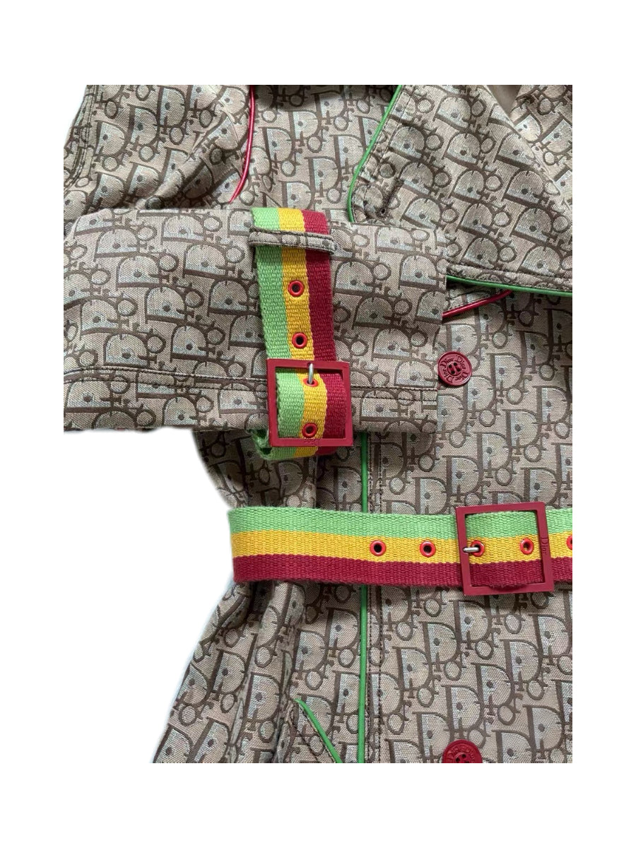 Christian Dior by John Galliano Oblique Monogram Rasta Trench Coat – Vintage Jamaica Belted Archive Coat