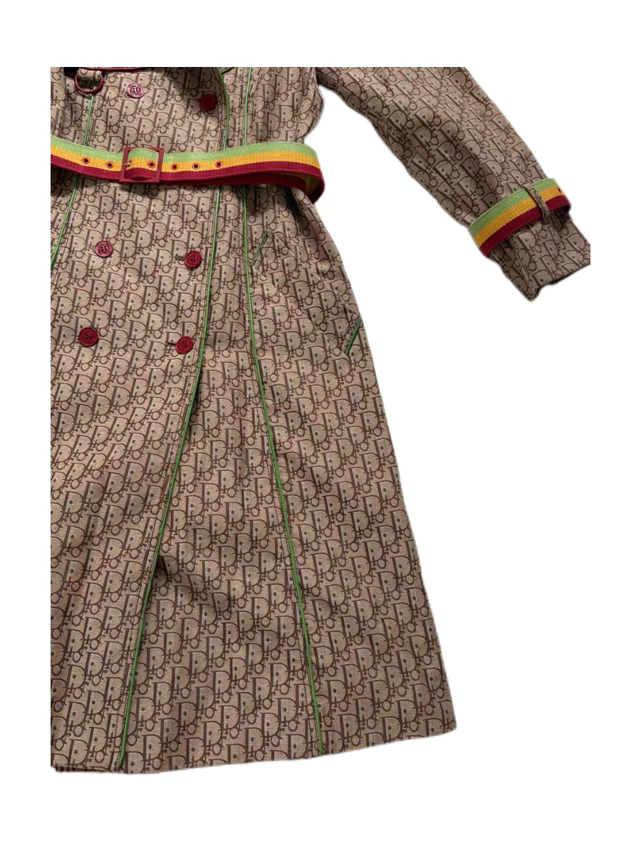 Christian Dior by John Galliano Oblique Monogram Rasta Trench Coat – Vintage Jamaica Belted Archive Coat