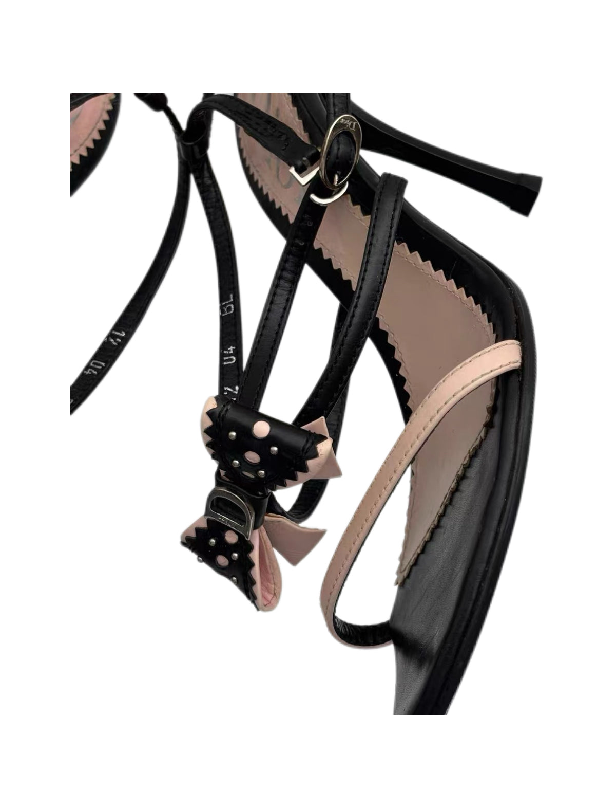 Christian Dior by John Galliano Bow Detail Strappy Heels – Vintage Black & Pink Studded Sandals