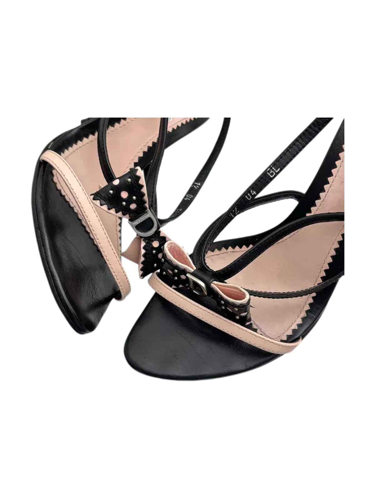 Christian Dior by John Galliano Bow Detail Strappy Heels – Vintage Black & Pink Studded Sandals