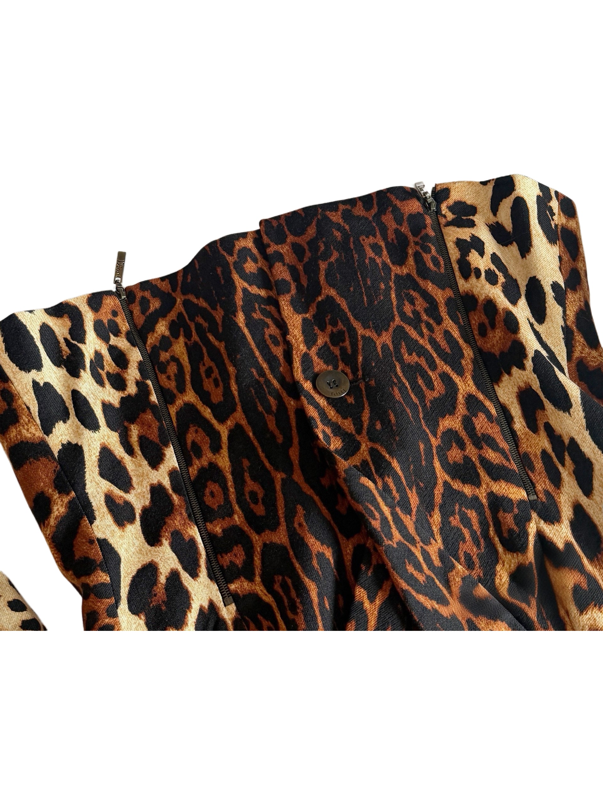 Christian Dior by John Galliano Leopard Print Wool Jacket with Mink Fur Cuffs – 2004 Runway Piece