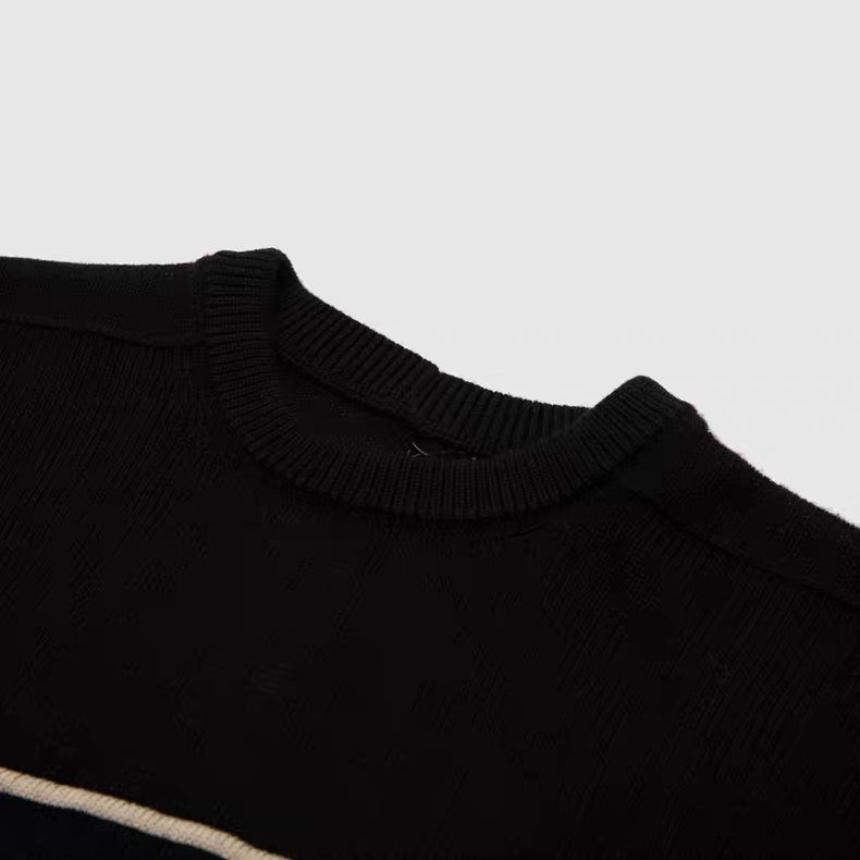 Rick Owens Black/Olive Panel Knit Long Sleeve Top