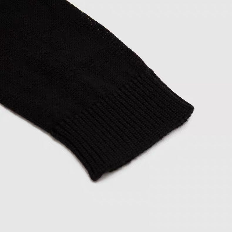 Rick Owens Black/Olive Panel Knit Long Sleeve Top
