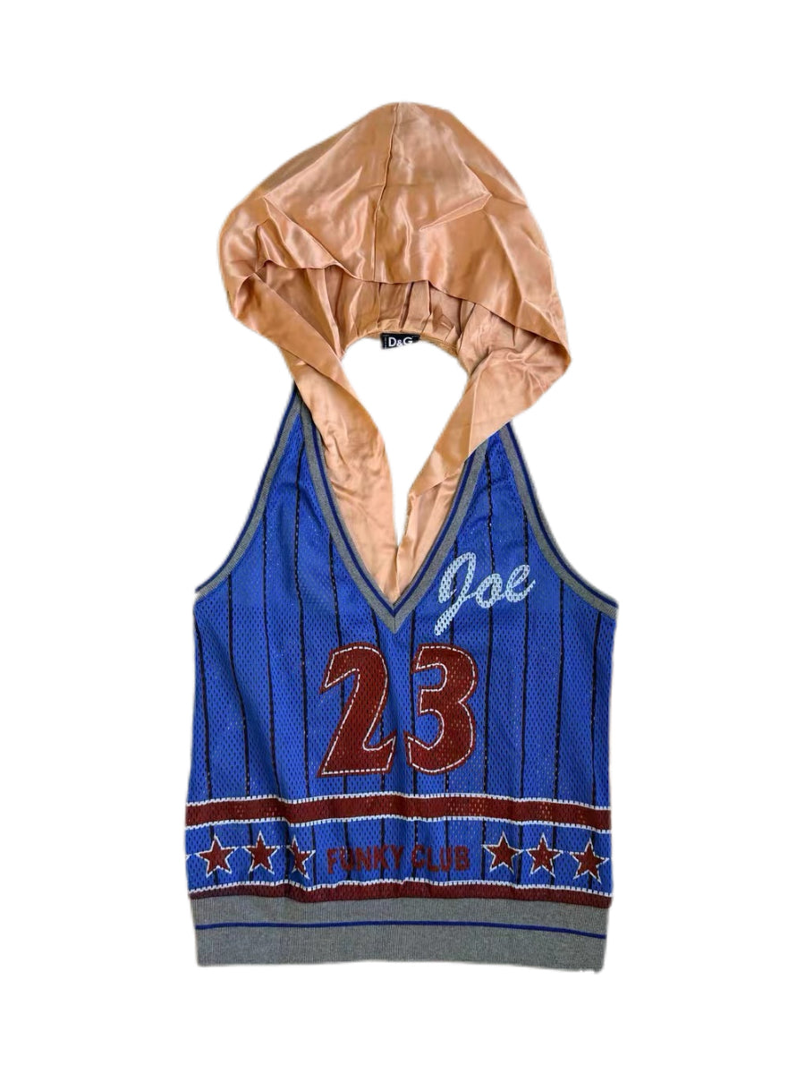 D&G Dolce & Gabbana “Baseball Chick” Hooded Halter Top – Rare Y2K Funky Club Jersey