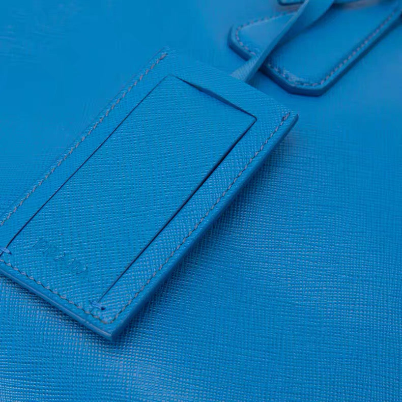 Prada Saffiano Leather Tote Bag – Blue / Red