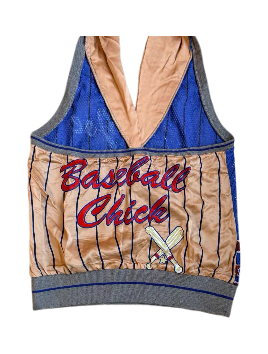 D&G Dolce & Gabbana “Baseball Chick” Hooded Halter Top – Rare Y2K Funky Club Jersey