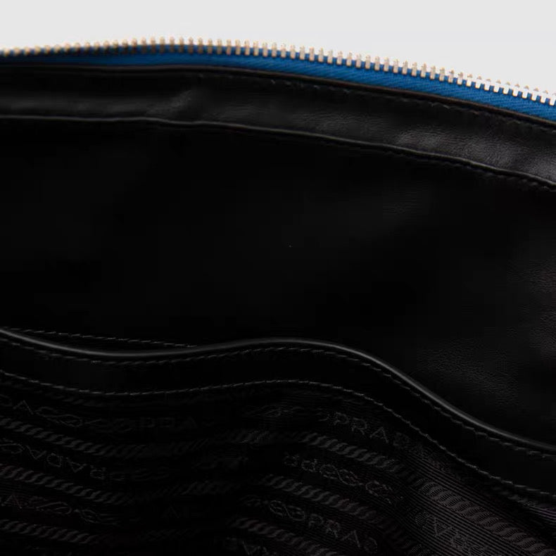 Prada Saffiano Leather Tote Bag – Blue / Red