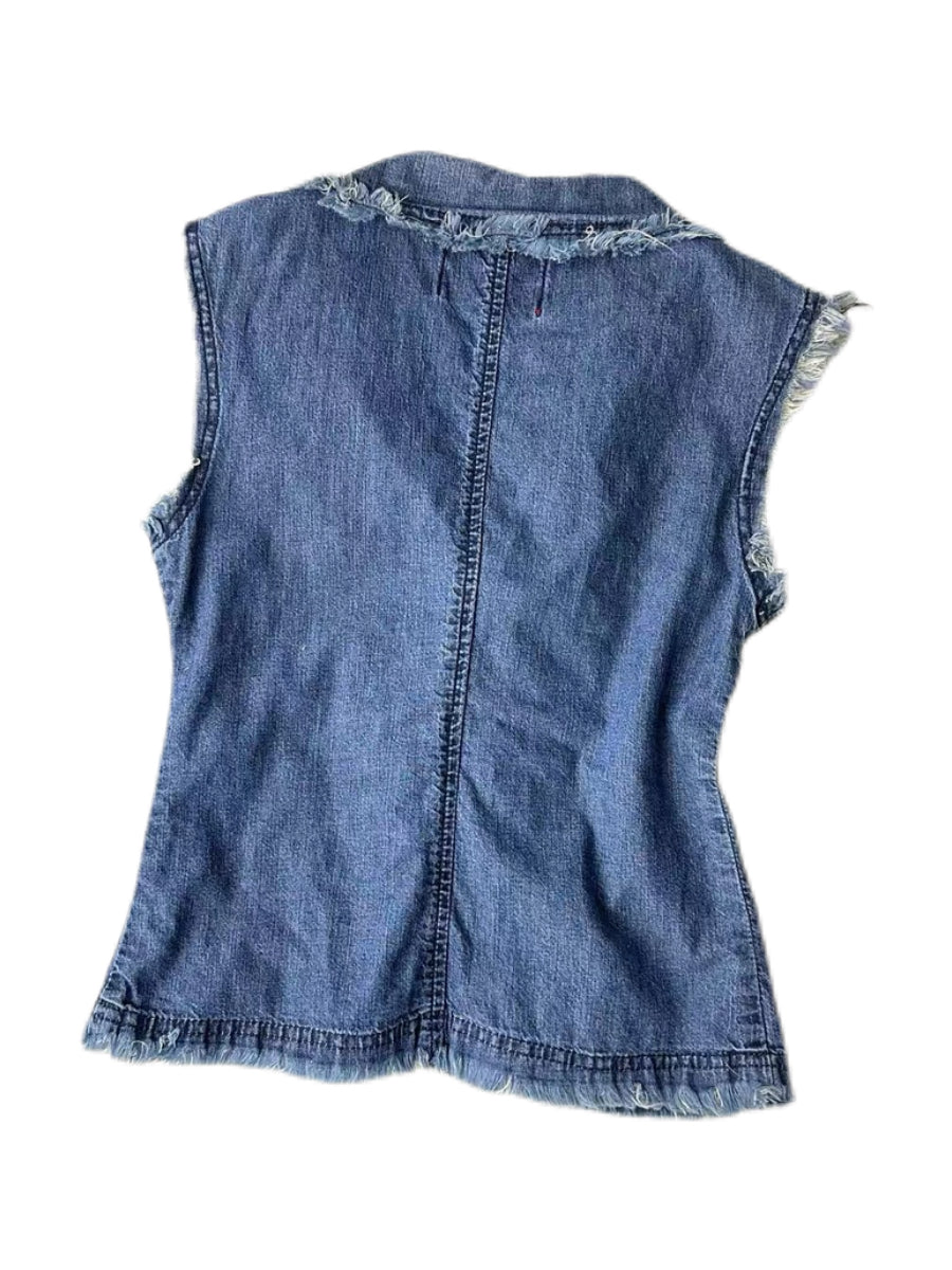 Vivienne Westwood Red Label Asymmetric Denim Vest – Raw Edge Vintage Waistcoat