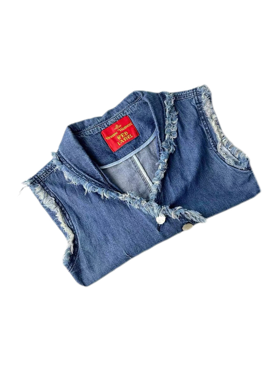Vivienne Westwood Red Label Asymmetric Denim Vest – Raw Edge Vintage Waistcoat