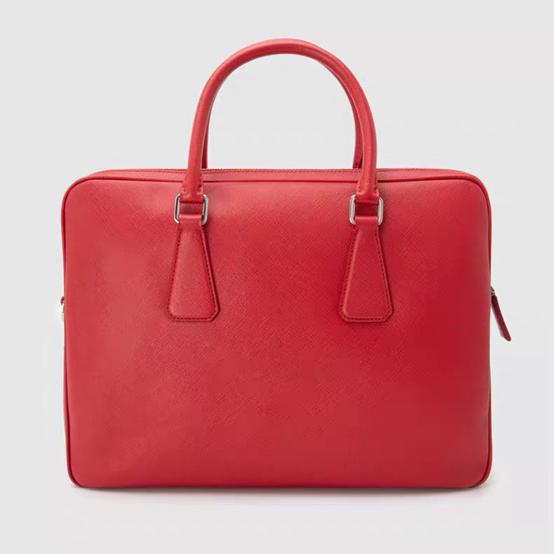 Prada Saffiano Leather Tote Bag – Blue / Red