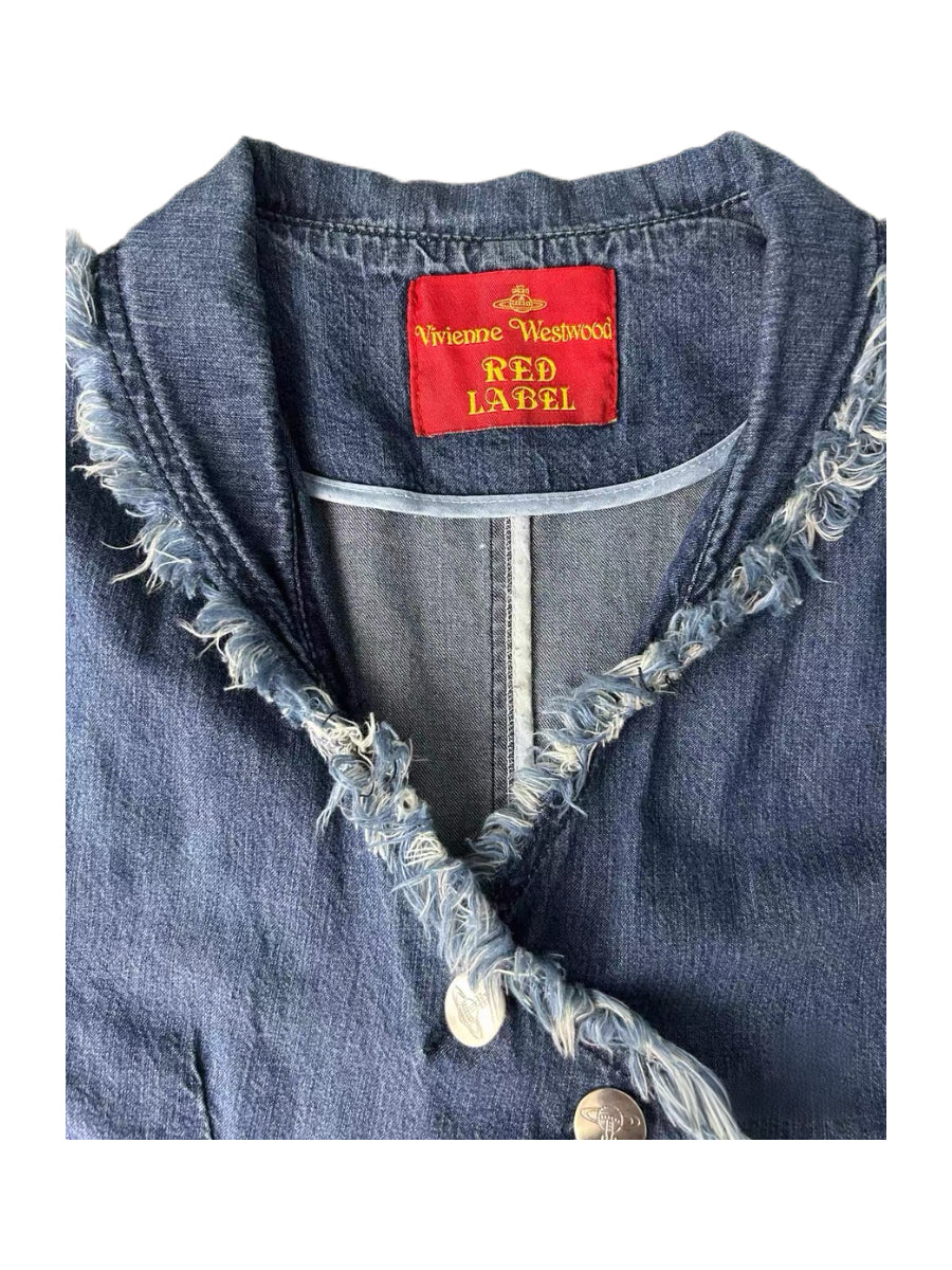 Vivienne Westwood Red Label Asymmetric Denim Vest – Raw Edge Vintage Waistcoat