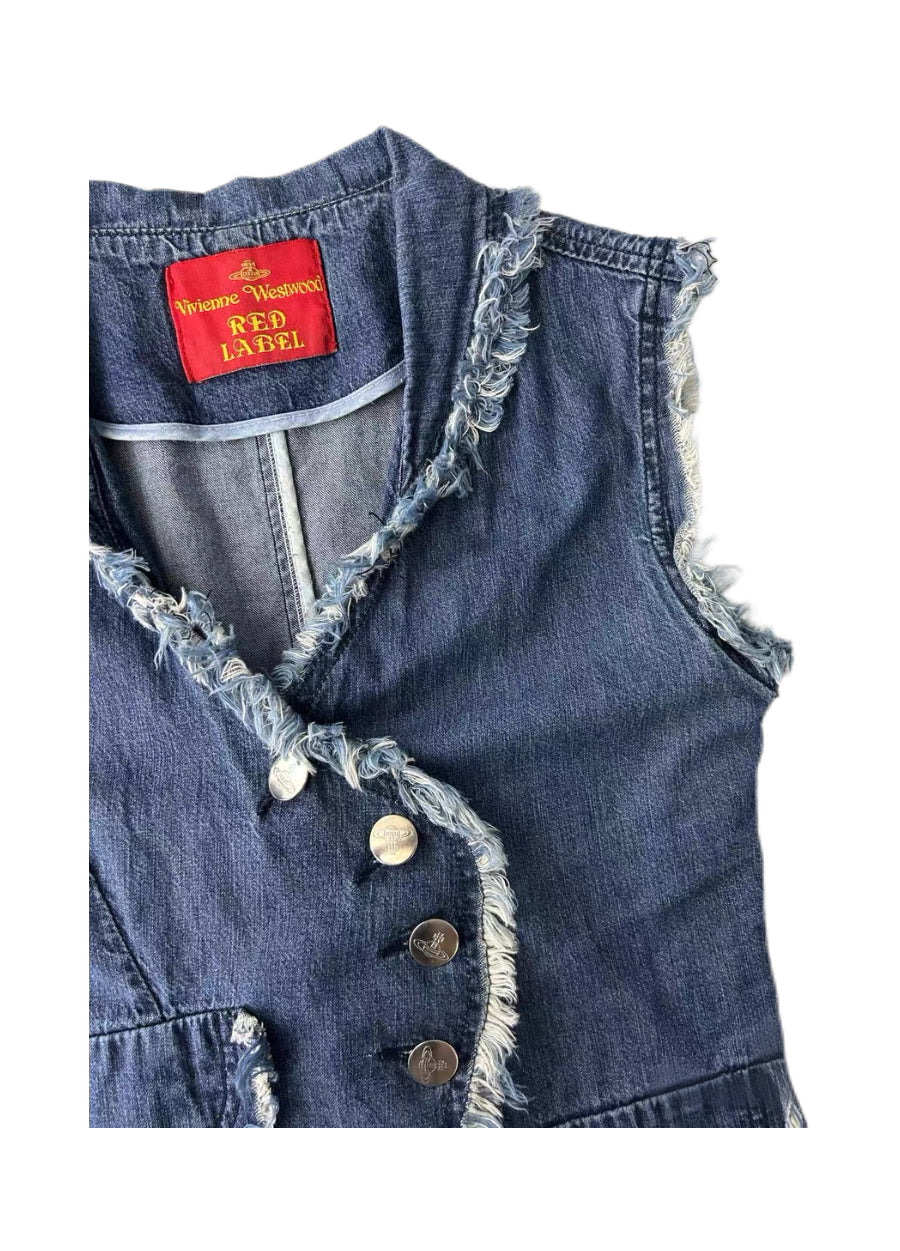 Vivienne Westwood Red Label Asymmetric Denim Vest – Raw Edge Vintage Waistcoat