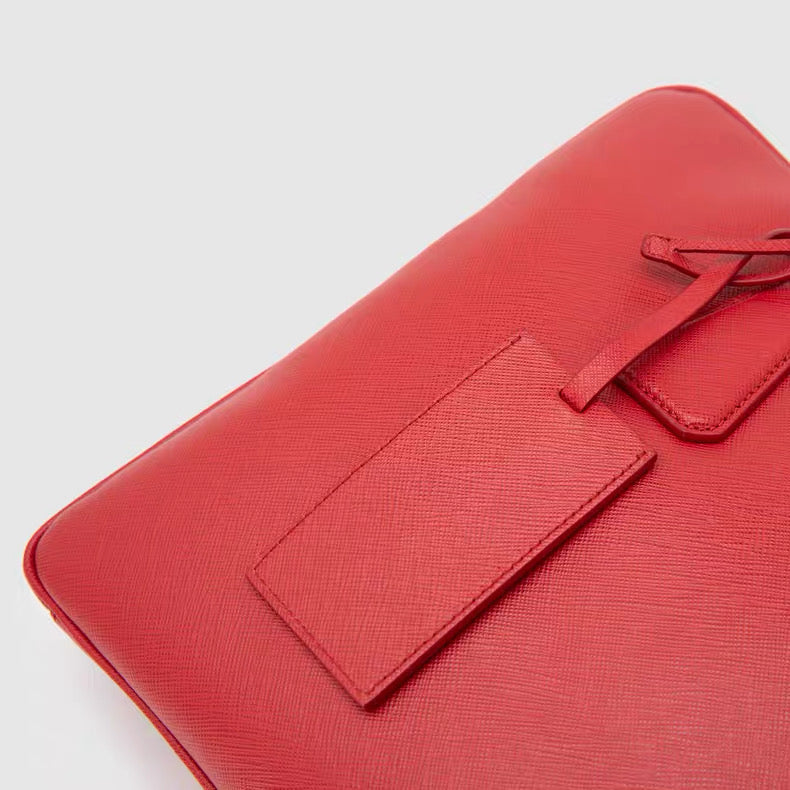 Prada Saffiano Leather Tote Bag – Blue / Red