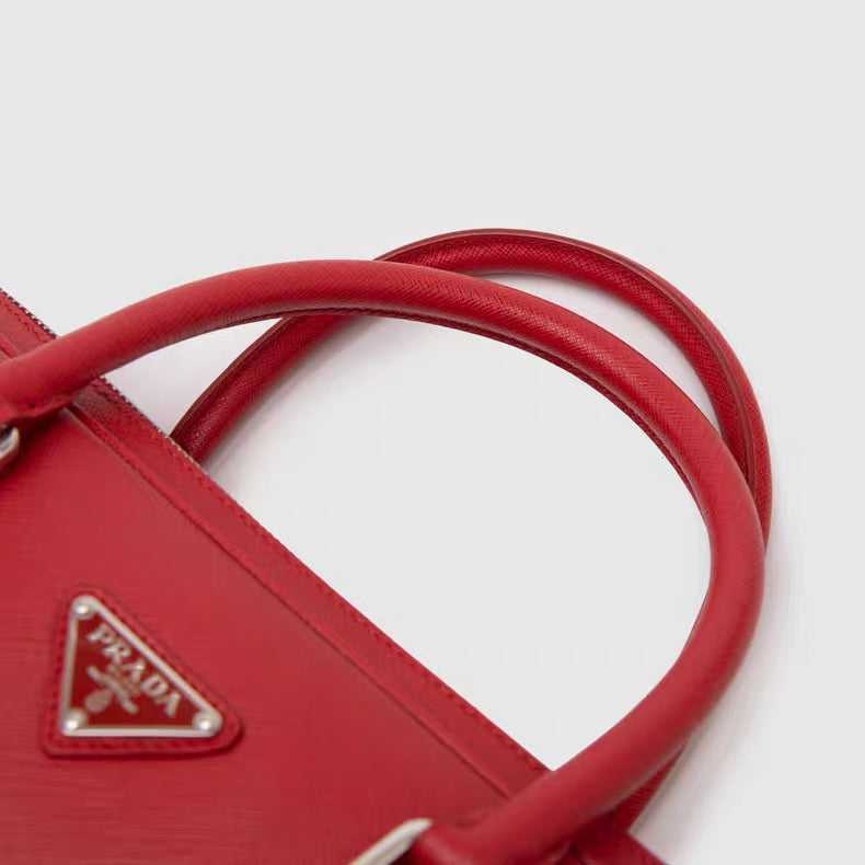 Prada Saffiano Leather Tote Bag – Blue / Red