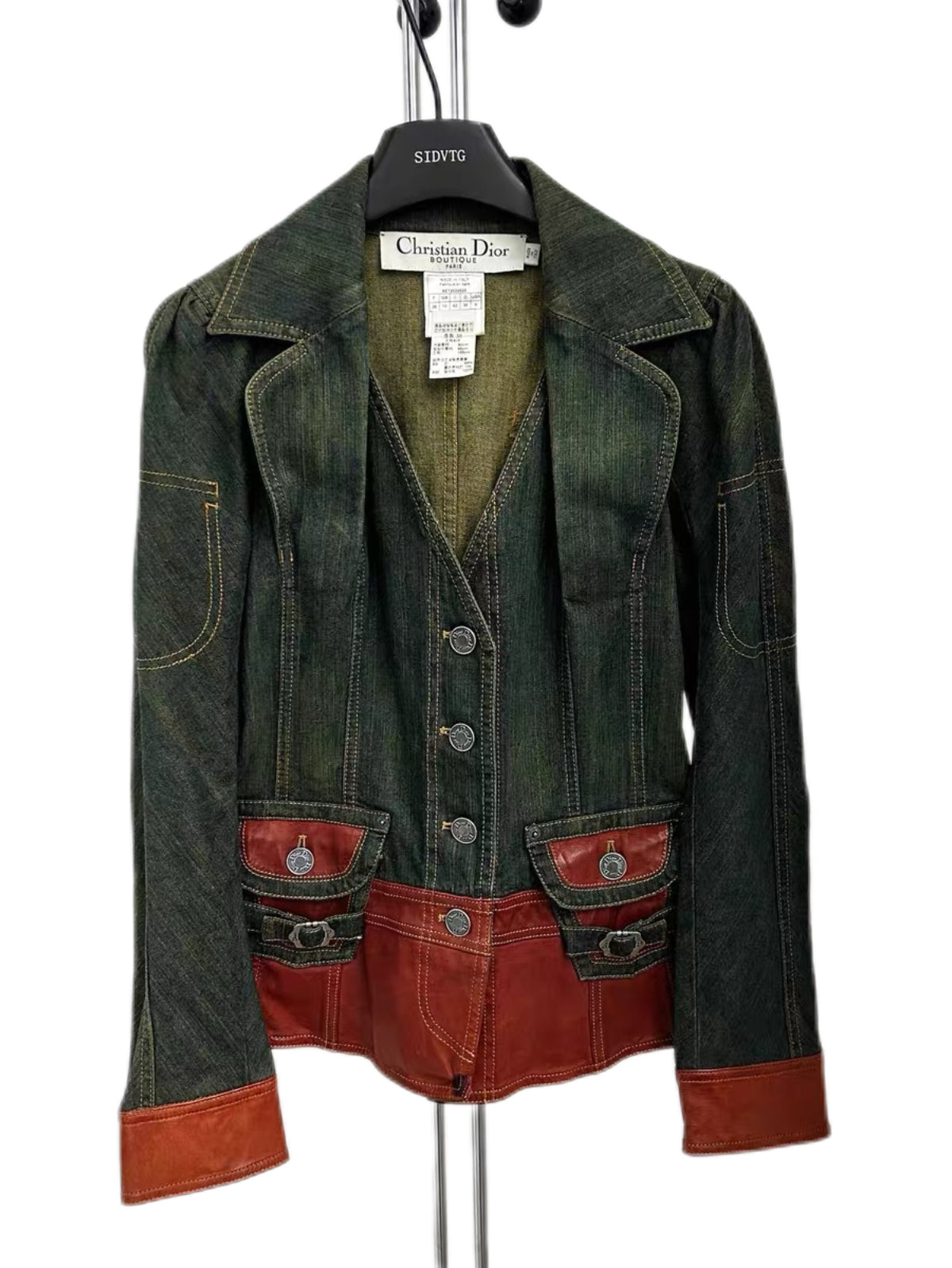 Christian Dior by John Galliano Denim & Leather Jacket – Vintage Sculpted Waist Archive Piece
