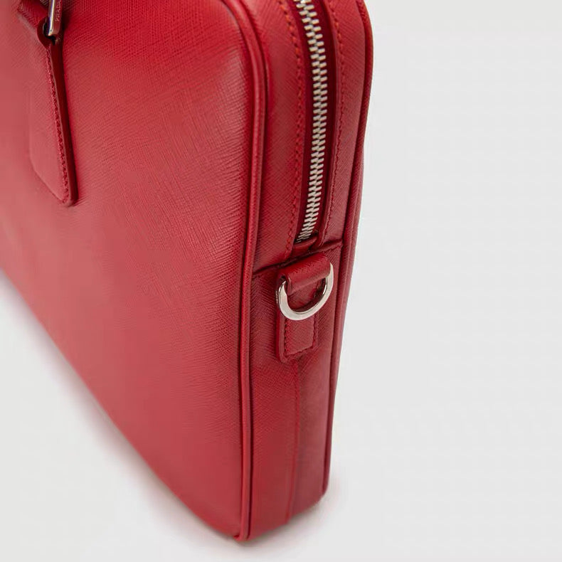 Prada Saffiano Leather Tote Bag – Blue / Red