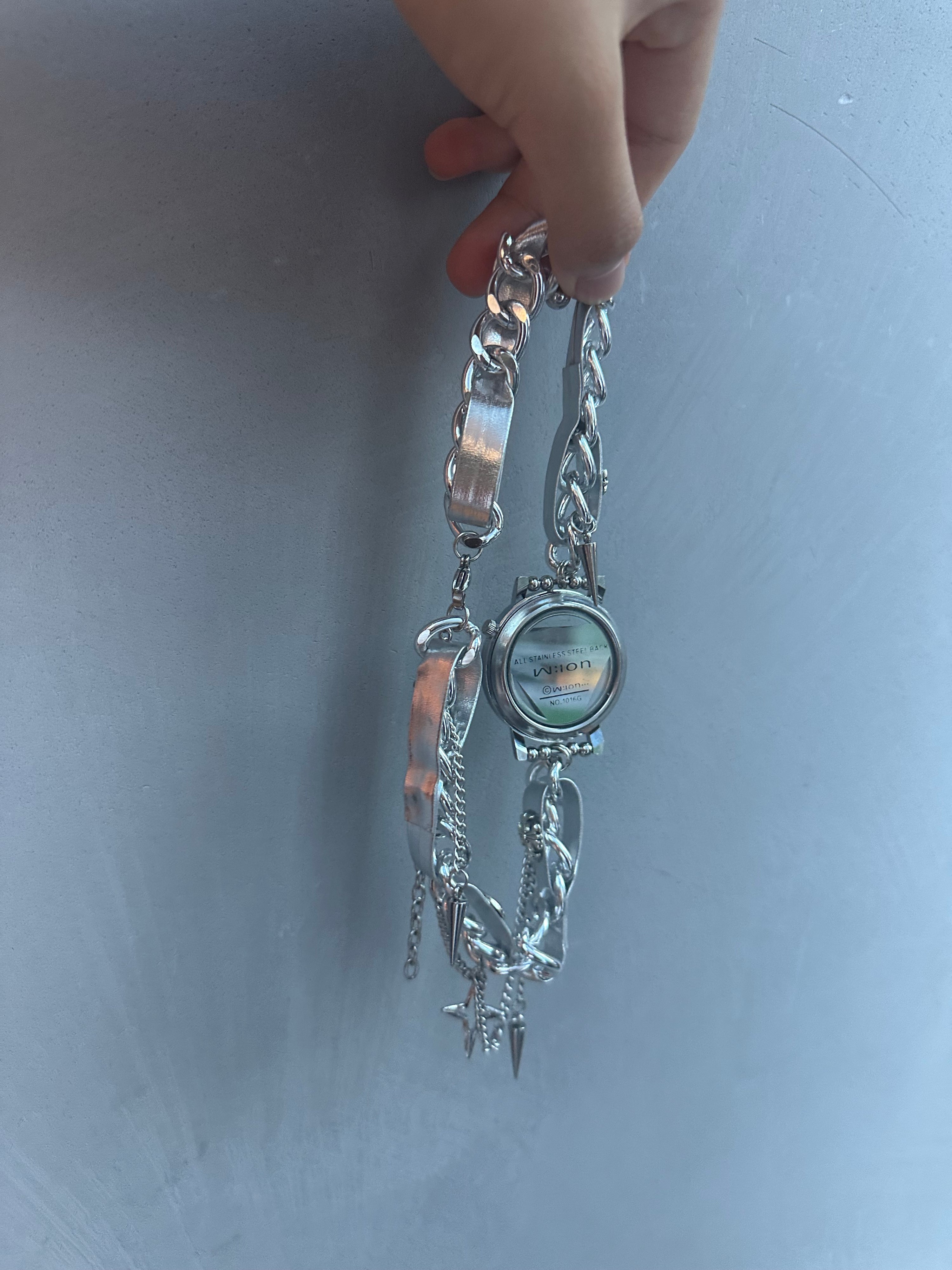 Metallic Watch Dial Chain Choker