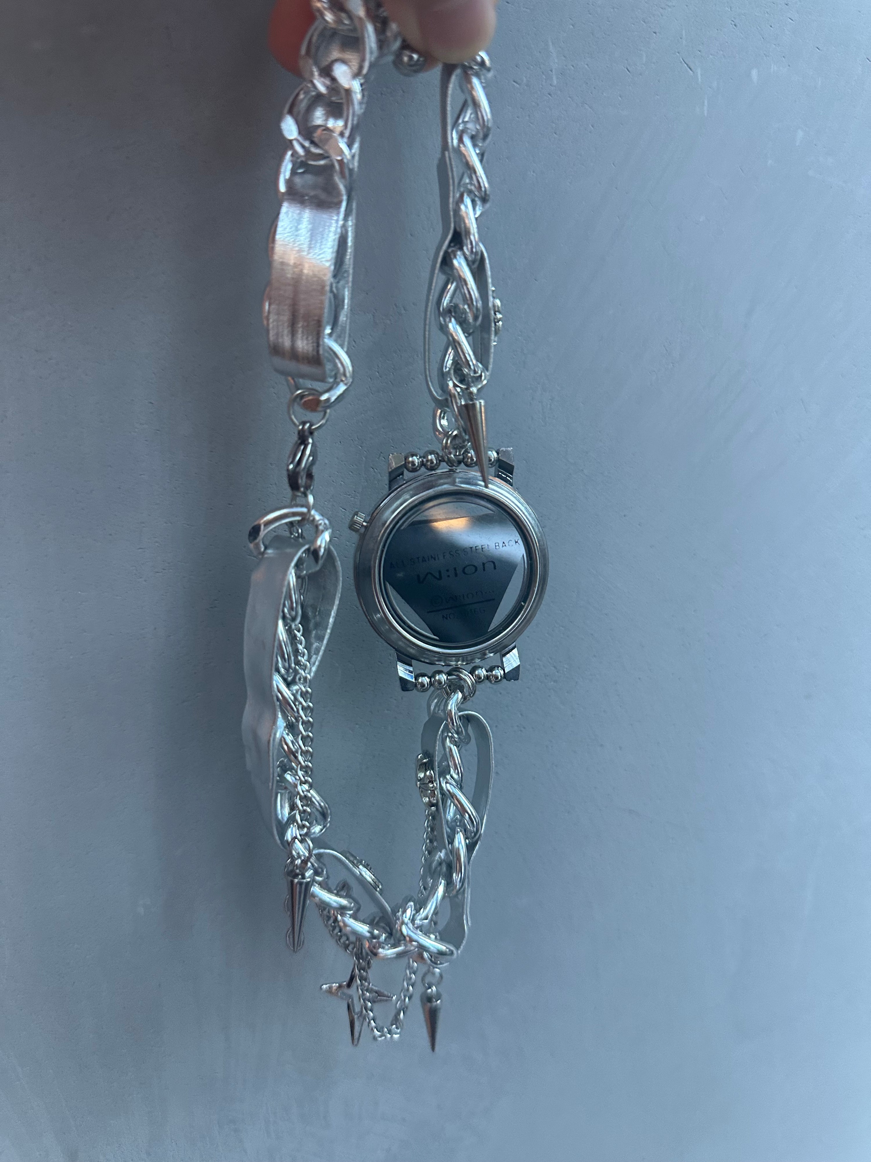 Metallic Watch Dial Chain Choker