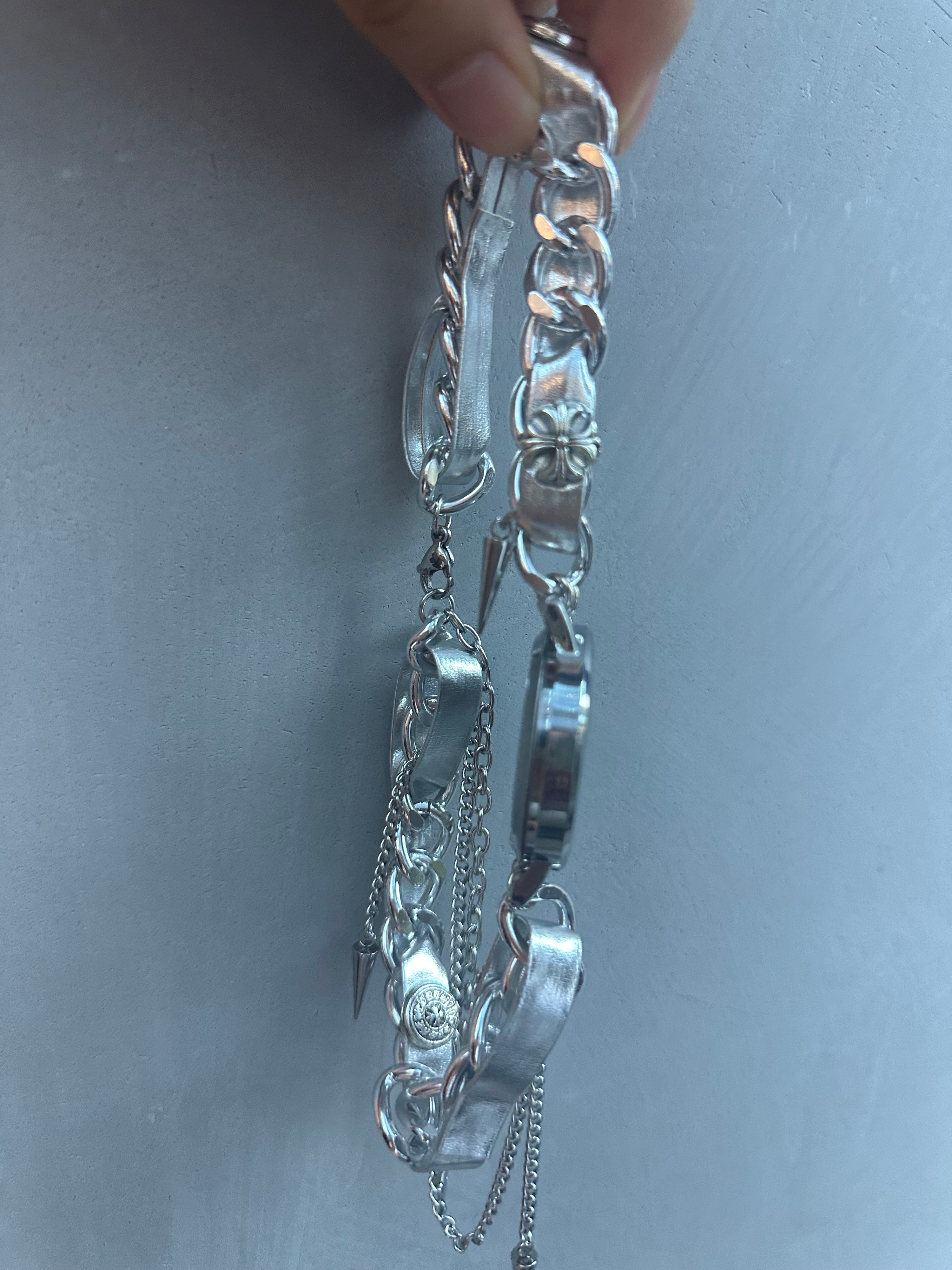Metallic Watch Dial Chain Choker