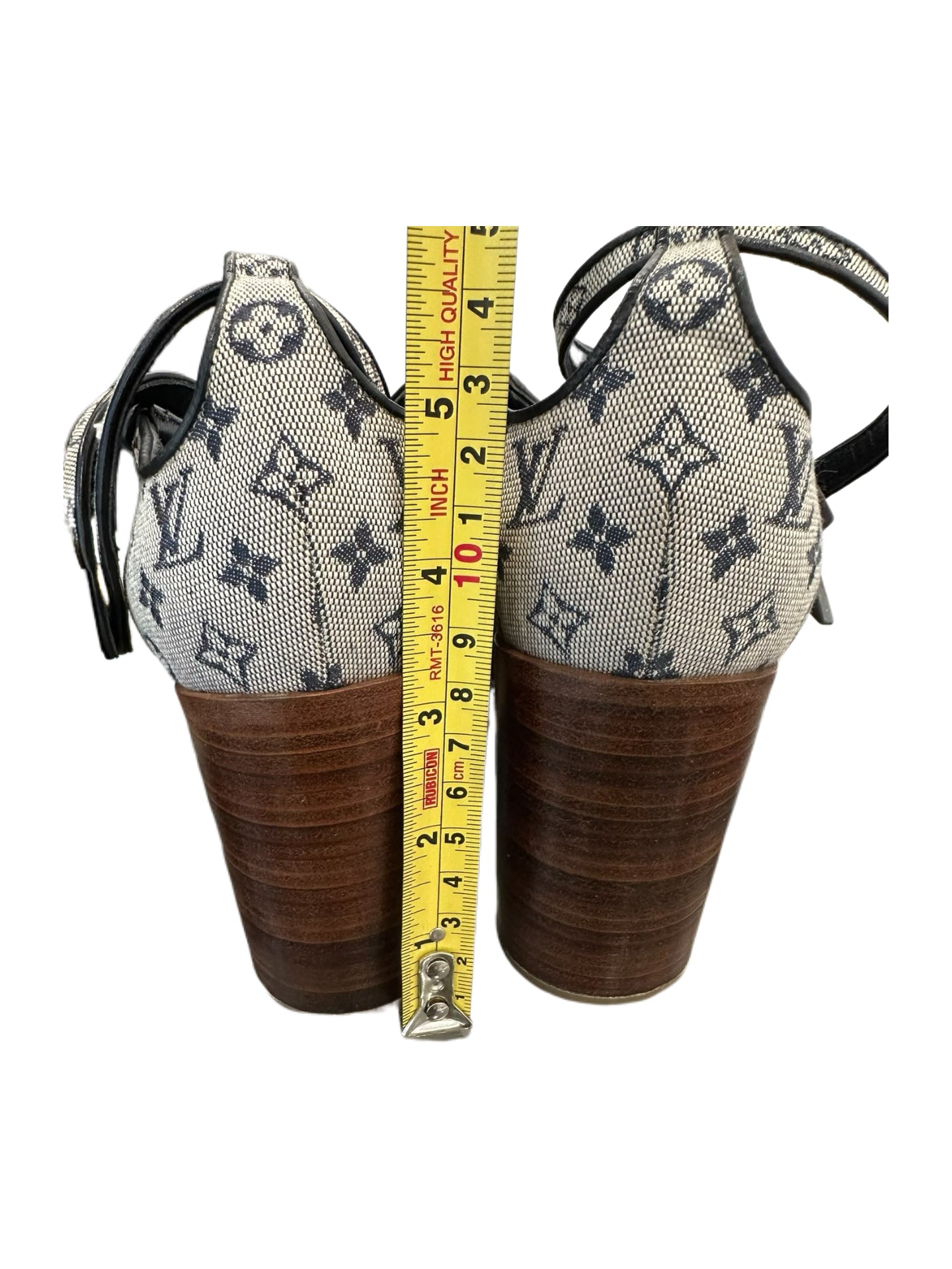 Louis Vuitton Monogram Denim Platform Sandals – Grey Vintage LV Block Heel Sandals
