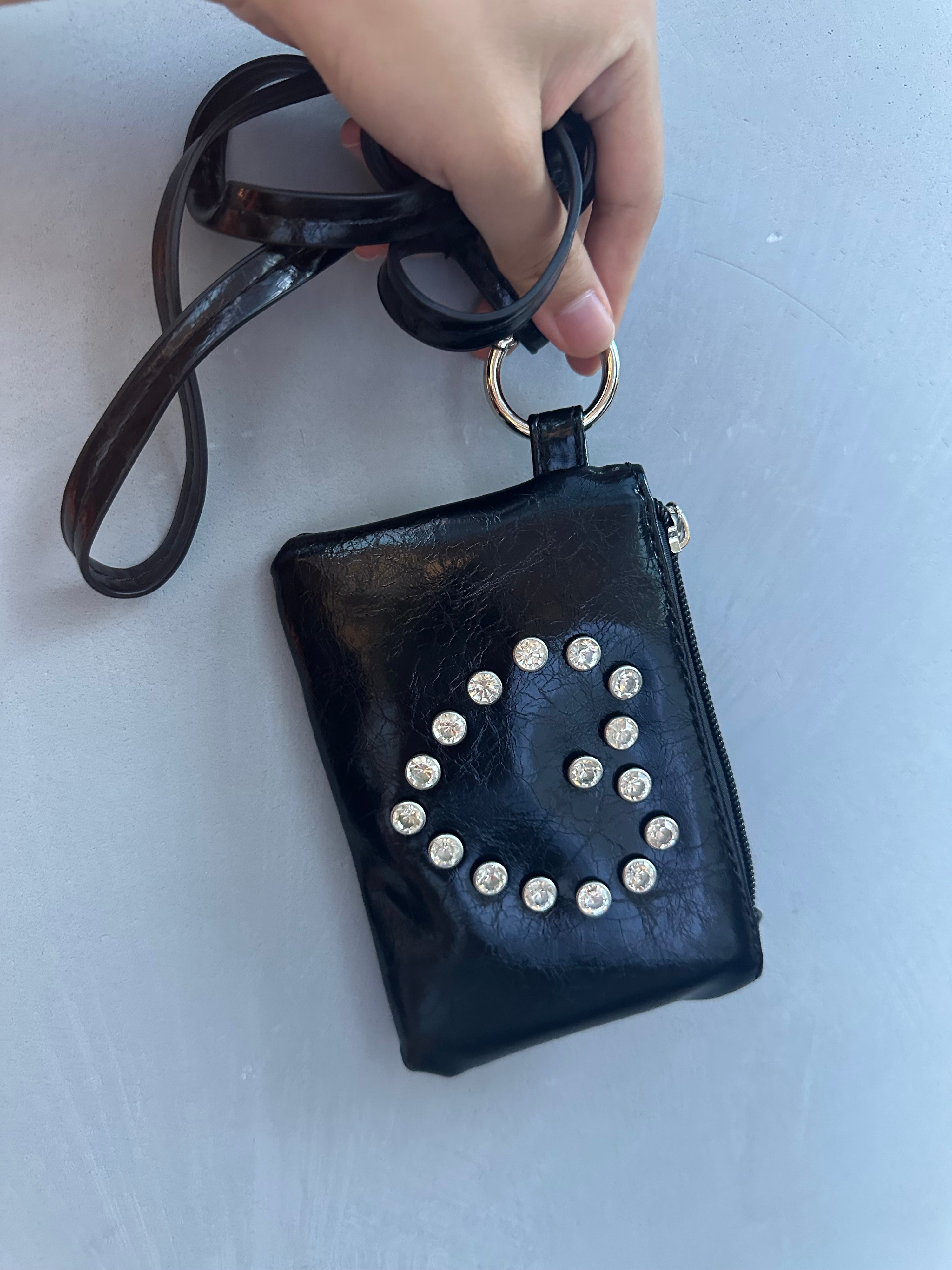 Crystal Heart Mini Bag – Black