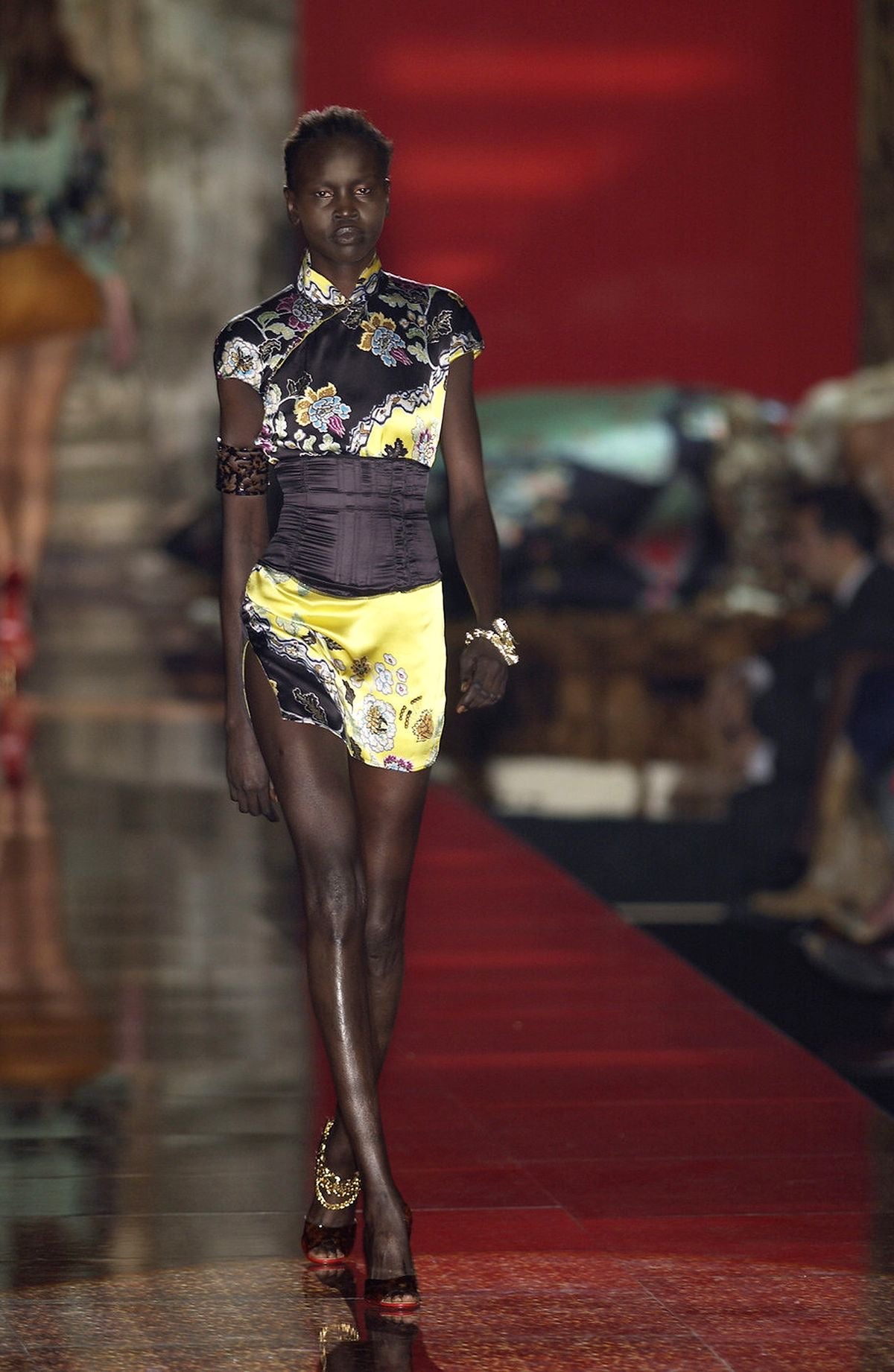 Roberto Cavalli 2003 Runway Silk Dress – Oriental Floral Print Asymmetric Mini Dress Rare Archive Museum Piece Made in Italy