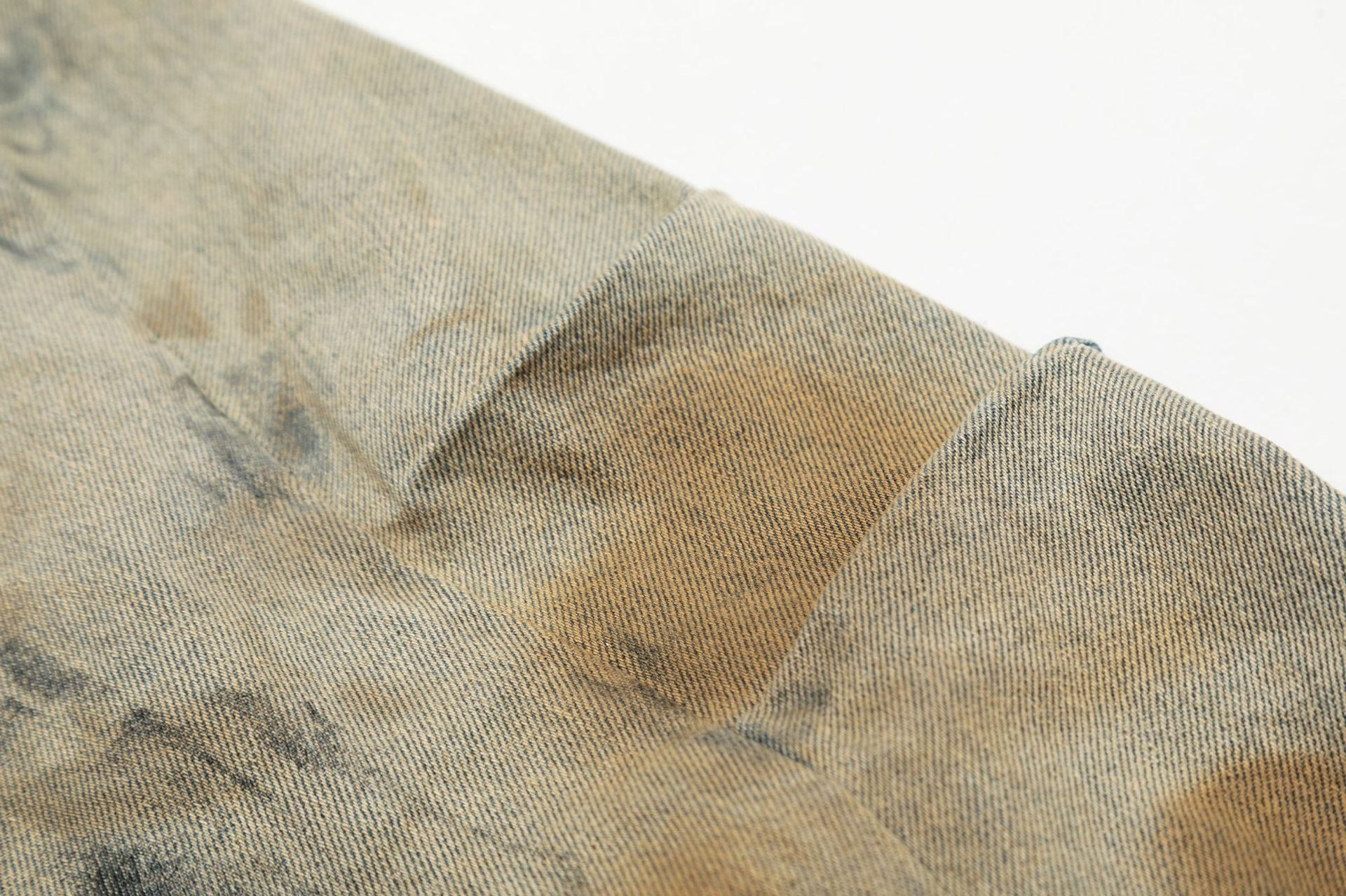 Distressed Floral-Dye Wide-Leg Denim Shorts – Multi-Tone Sand Fade