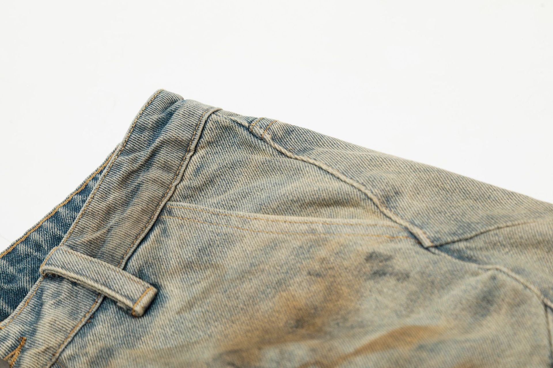Distressed Floral-Dye Wide-Leg Denim Shorts – Multi-Tone Sand Fade