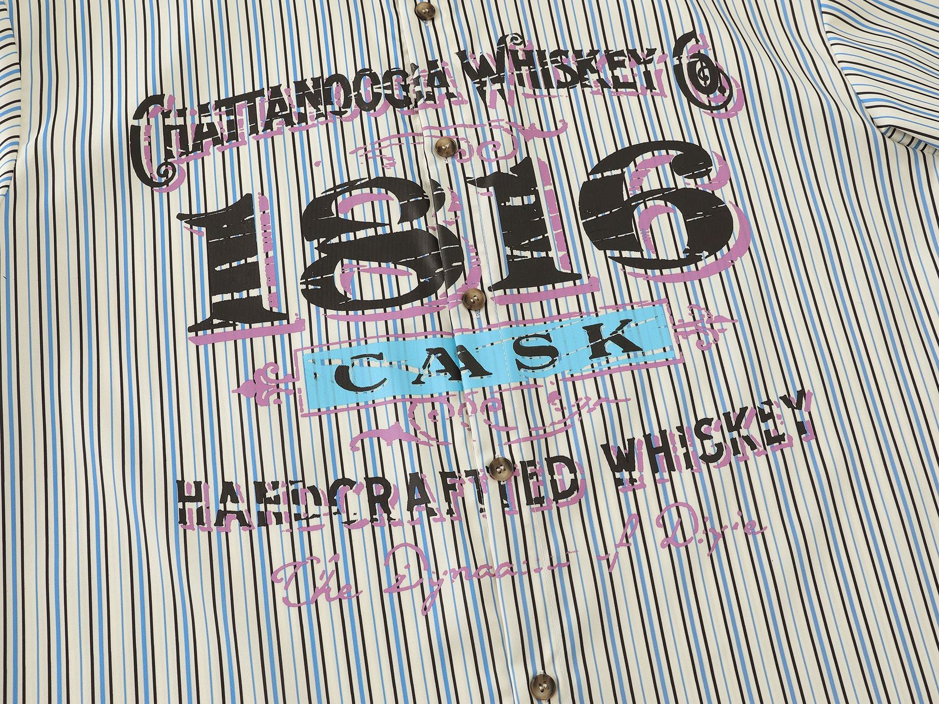 Oversized Striped Graphic Shirt – Multi Stripe / Typography Print