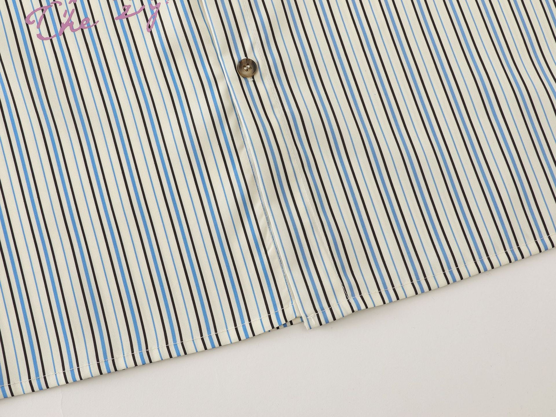 Oversized Striped Graphic Shirt – Multi Stripe / Typography Print