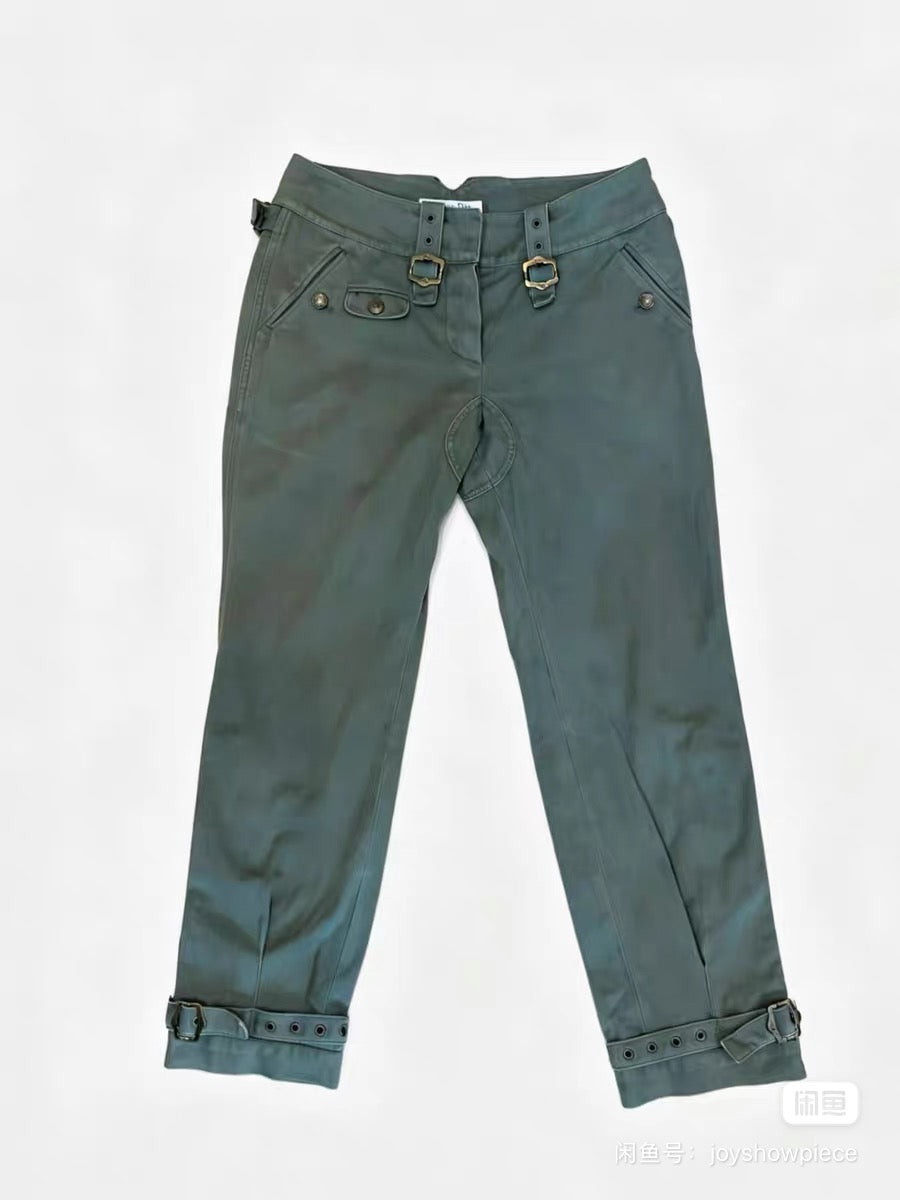 CHRISTIAN DIOR BY JOHN GALLIANO 2003 Military Green Punk Utility Cargo Trousers