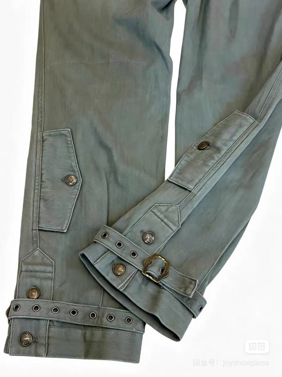 CHRISTIAN DIOR BY JOHN GALLIANO 2003 Military Green Punk Utility Cargo Trousers
