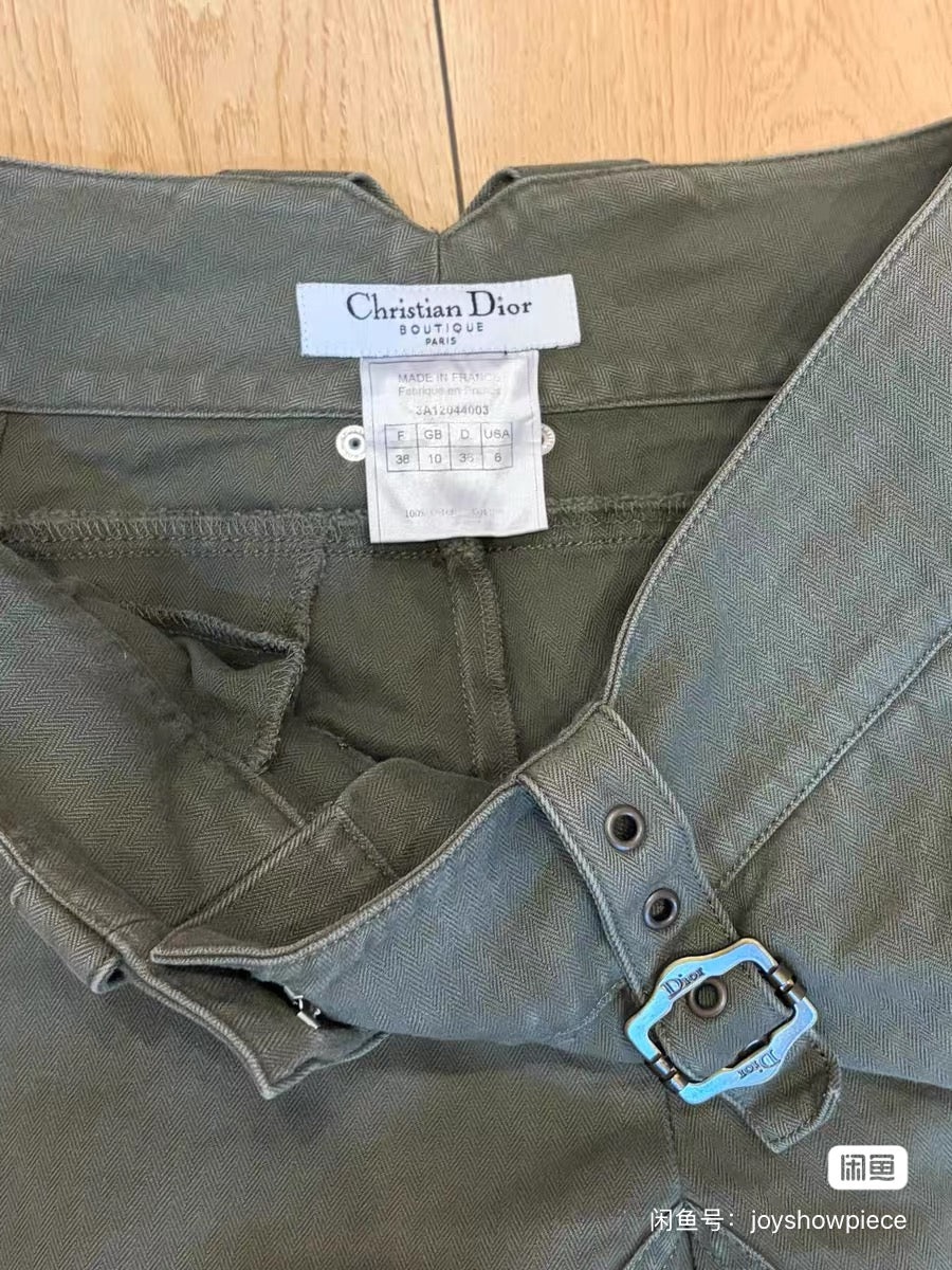 CHRISTIAN DIOR BY JOHN GALLIANO 2003 Military Green Punk Utility Cargo Trousers