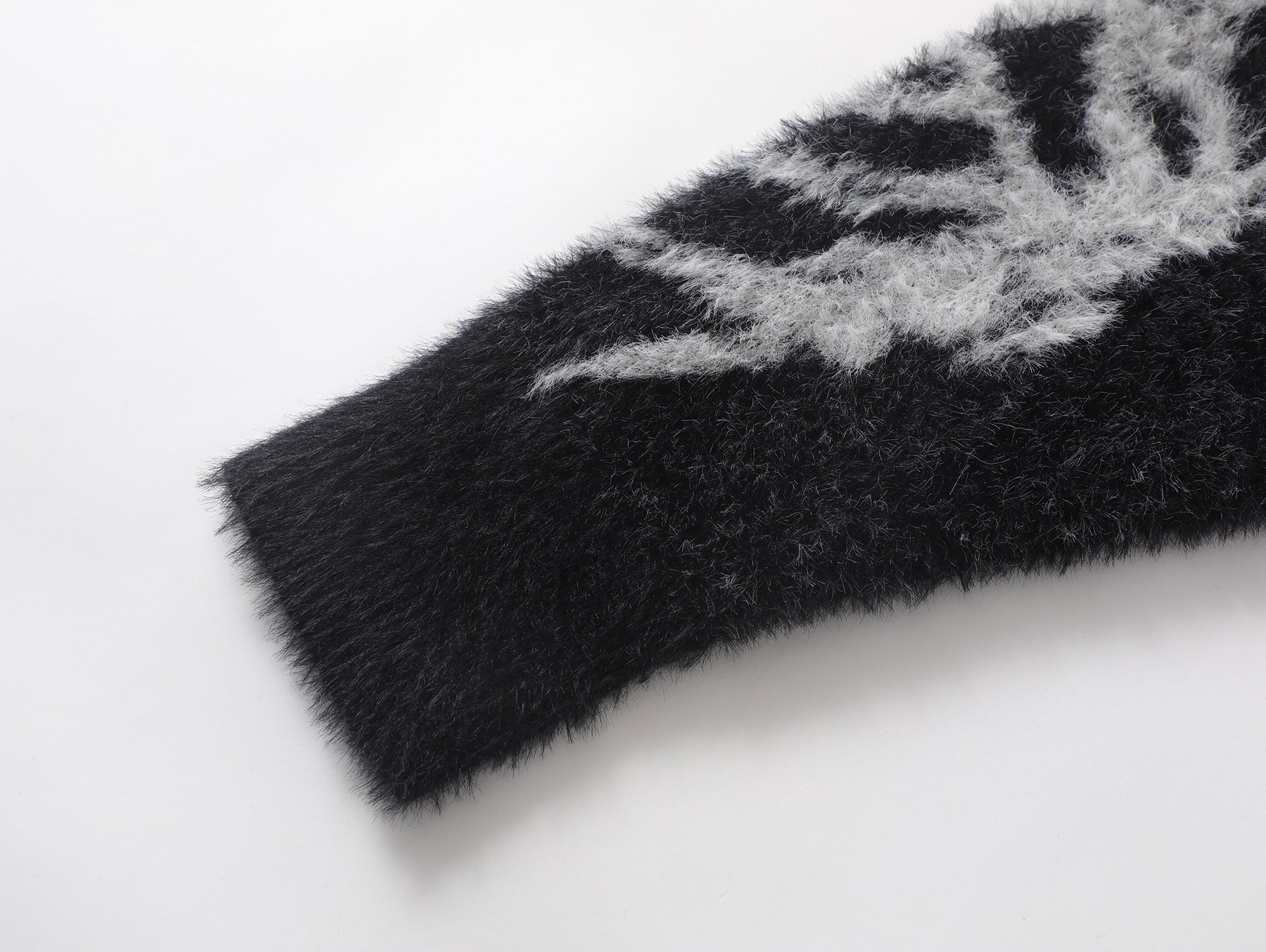 Winged Skeleton Brushed Knit Sweater – Black & Grey