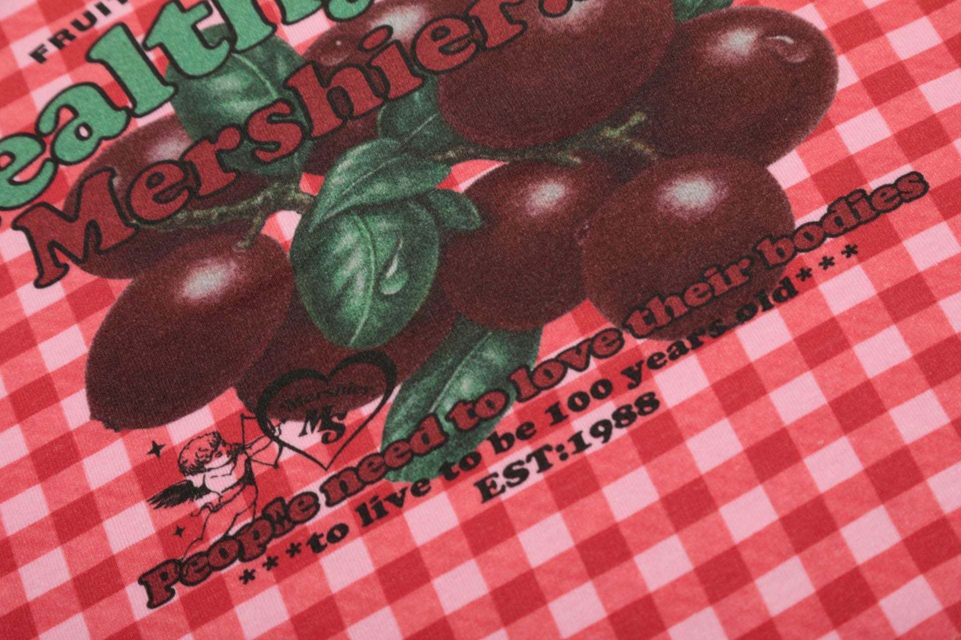 MERSHIER Healthy Fruits Red & White Gingham Short-Sleeve T-Shirt