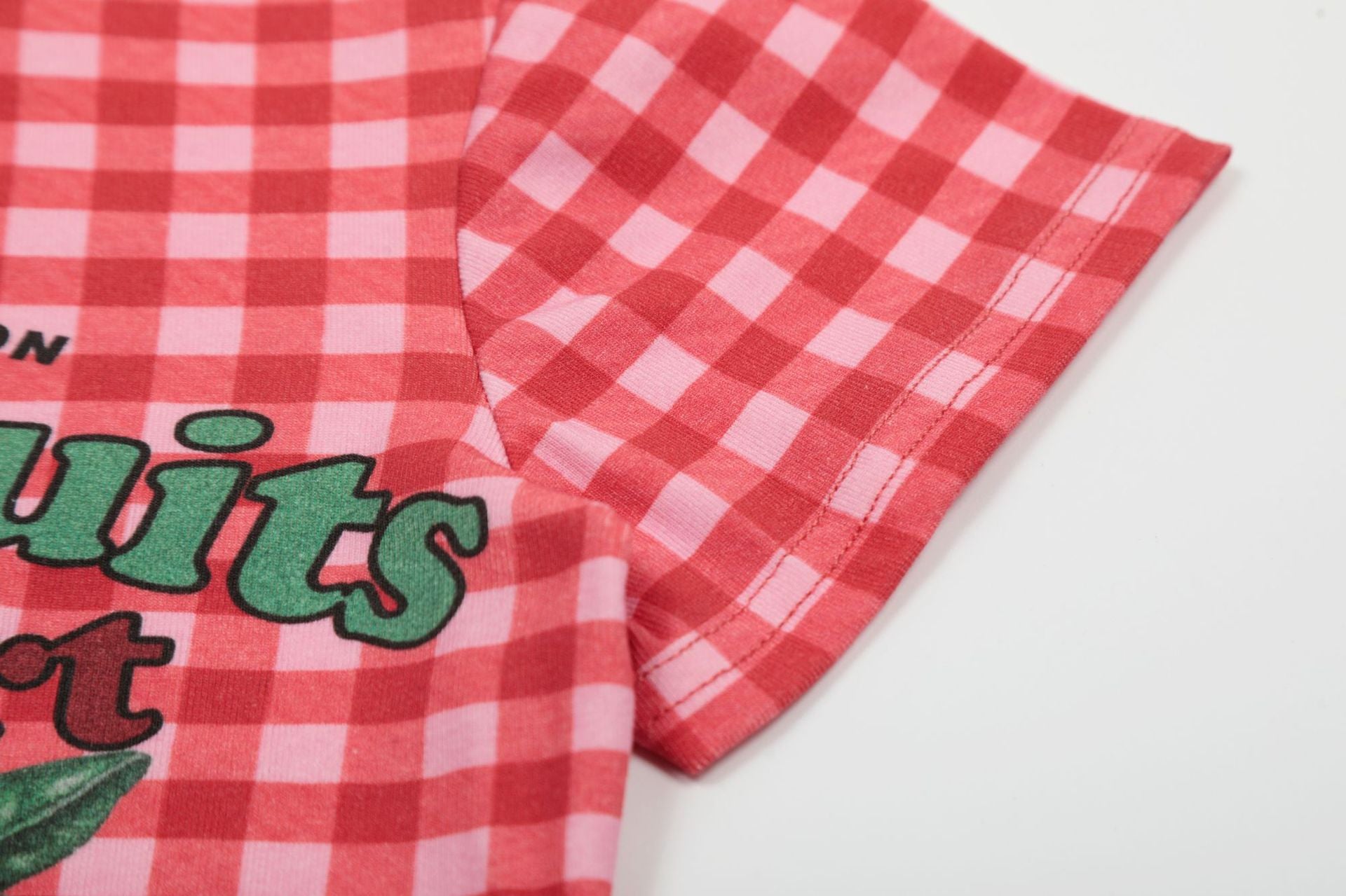 MERSHIER Healthy Fruits Red & White Gingham Short-Sleeve T-Shirt
