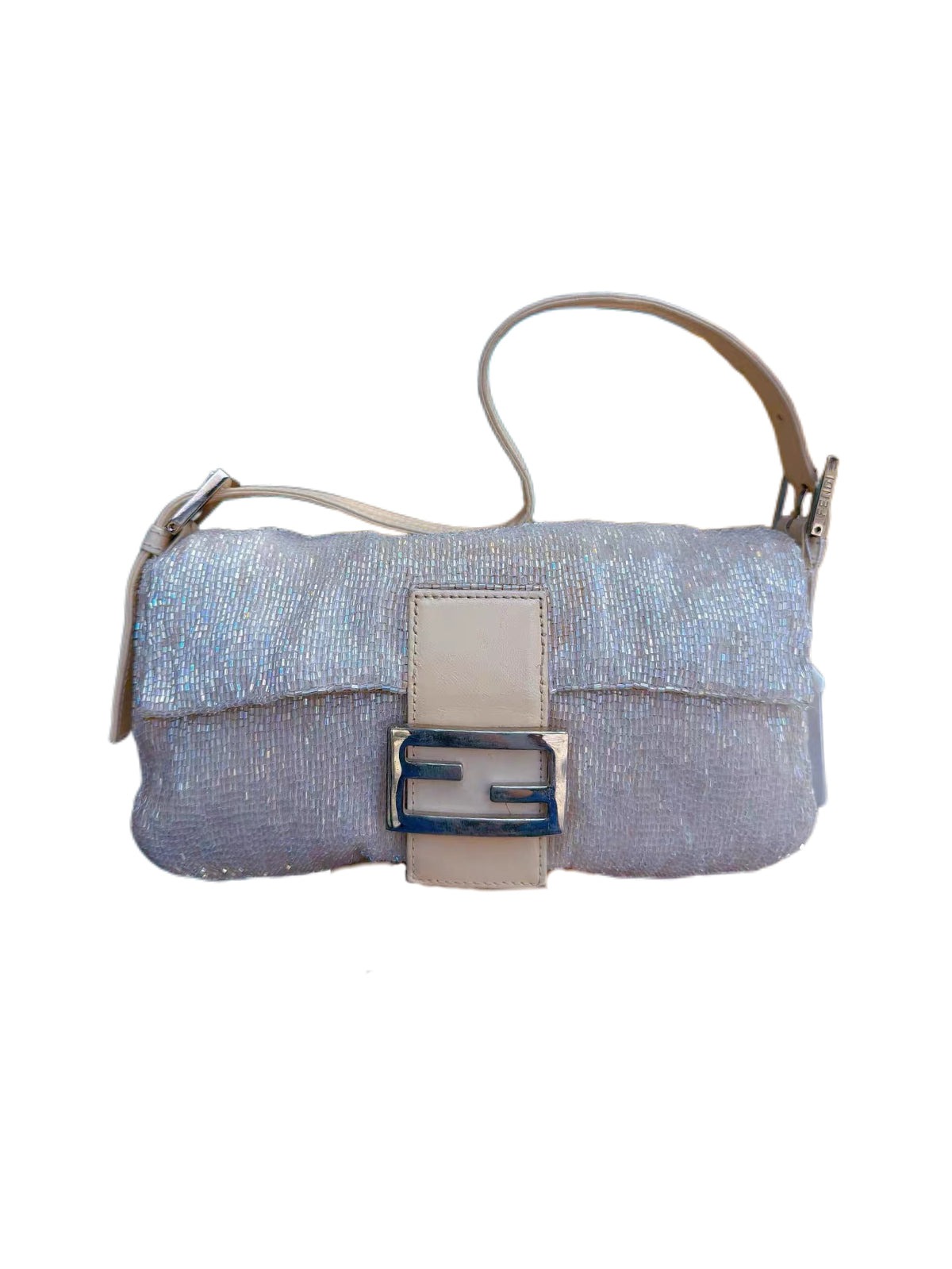 Fendi Vintage Pearl Beaded Baguette Bag Iridescent Sequin Embellished Limited Edition Shoulder Bag