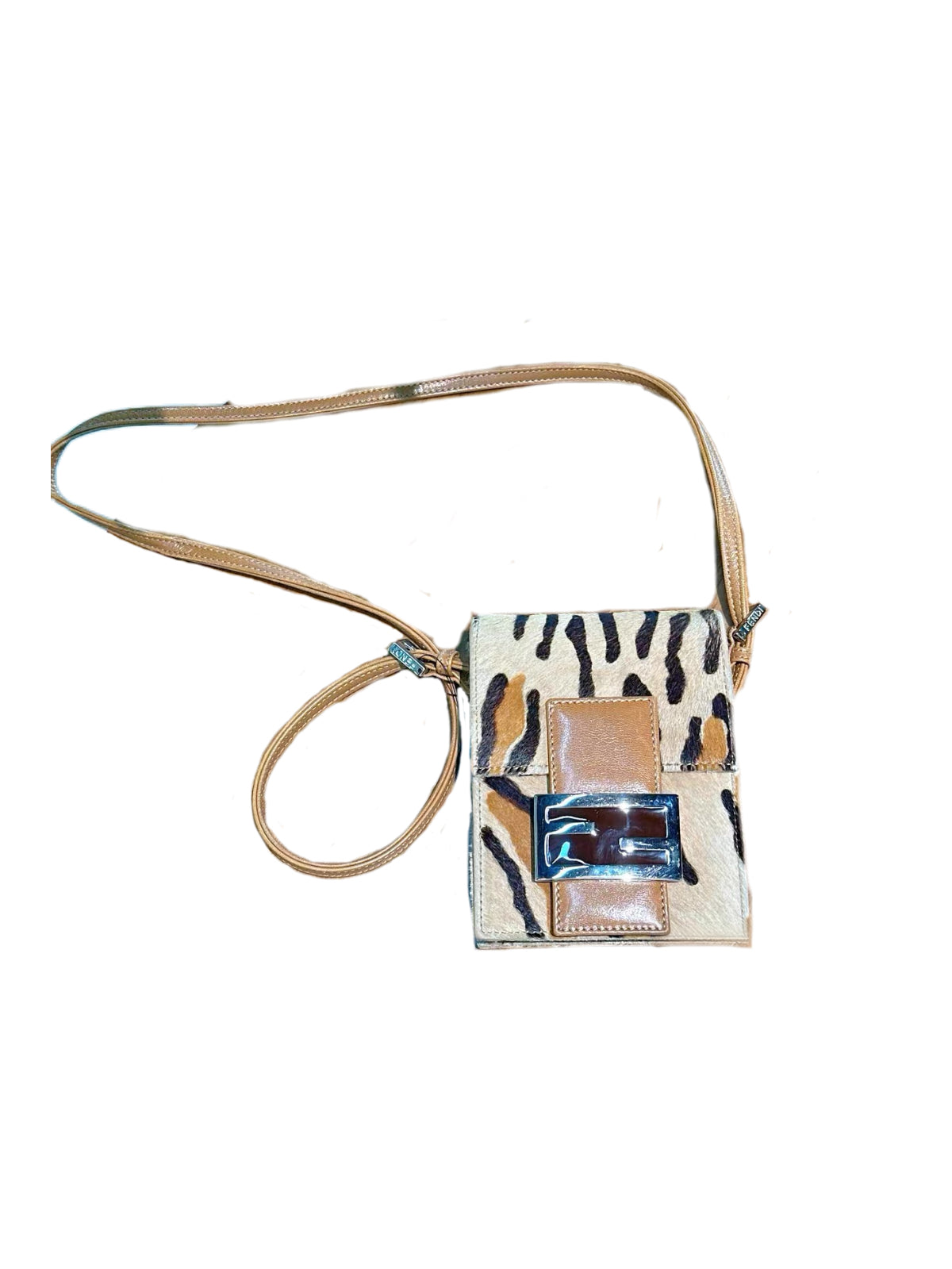 Fendi Vintage Leopard Pony Hair Mini Crossbody Bag Rare Animal Print Haircalf Shoulder Bag Small Size
