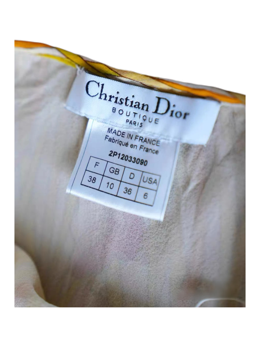 Christian Dior Galliano 2002 SS Runway Silk Floral Skirt Yellow Vintage Archive Rare F38