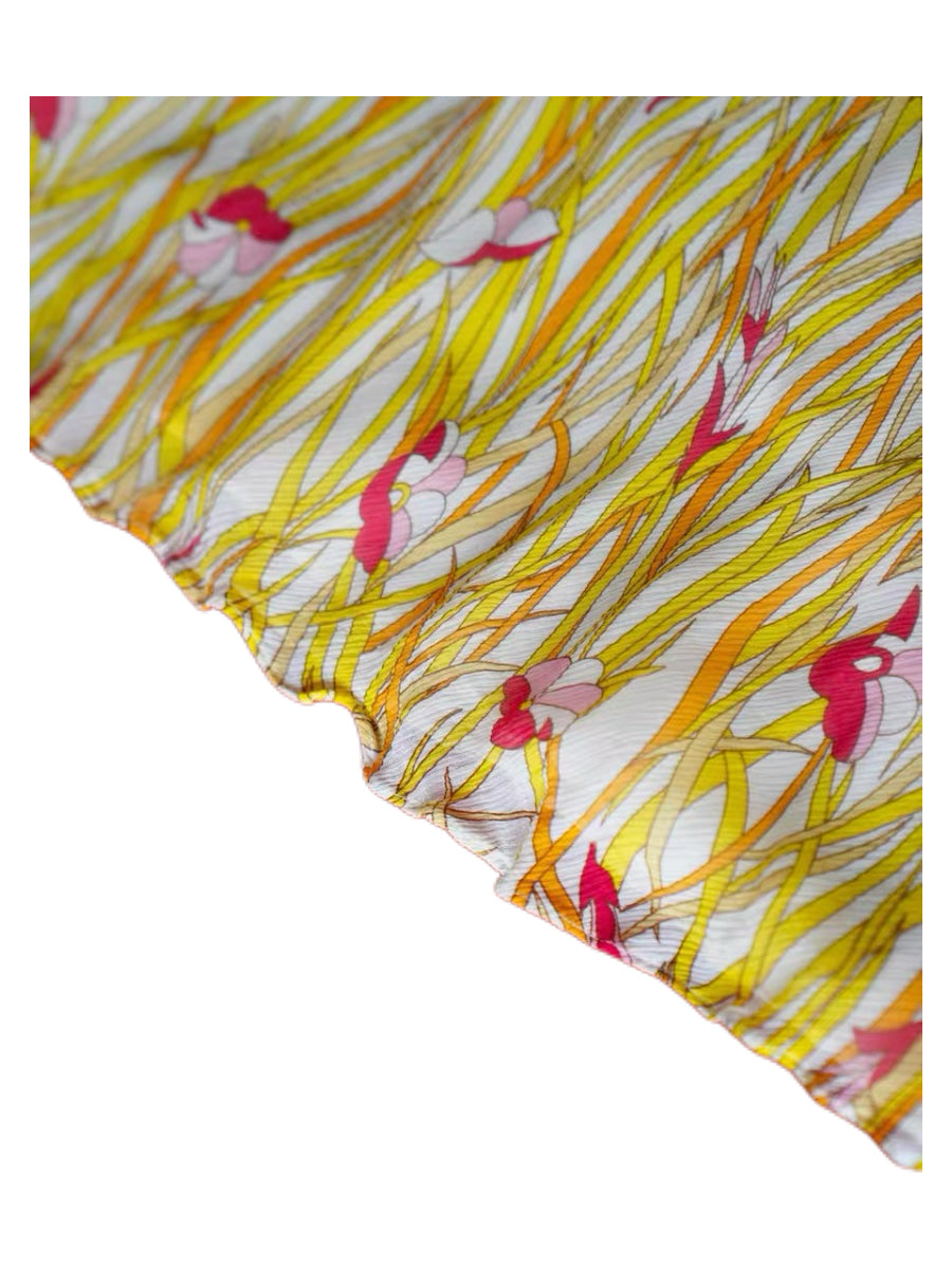 Christian Dior Galliano 2002 SS Runway Silk Floral Skirt Yellow Vintage Archive Rare F38