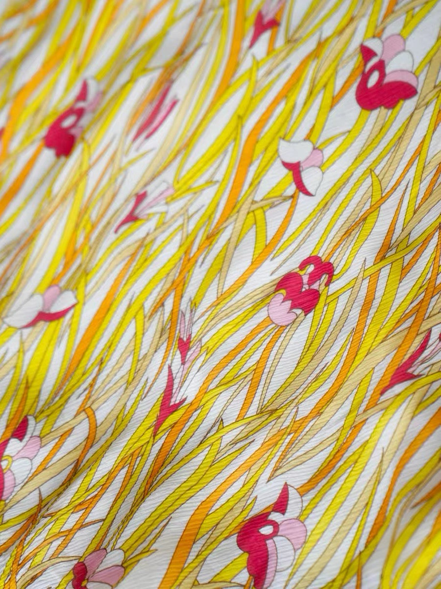 Christian Dior Galliano 2002 SS Runway Silk Floral Skirt Yellow Vintage Archive Rare F38