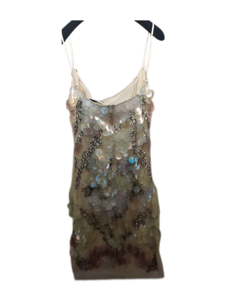 Blugirl Blumarine Sequin Slip Dress Yellow Iridescent Mermaid Mini Dress Y2K Rare IT42