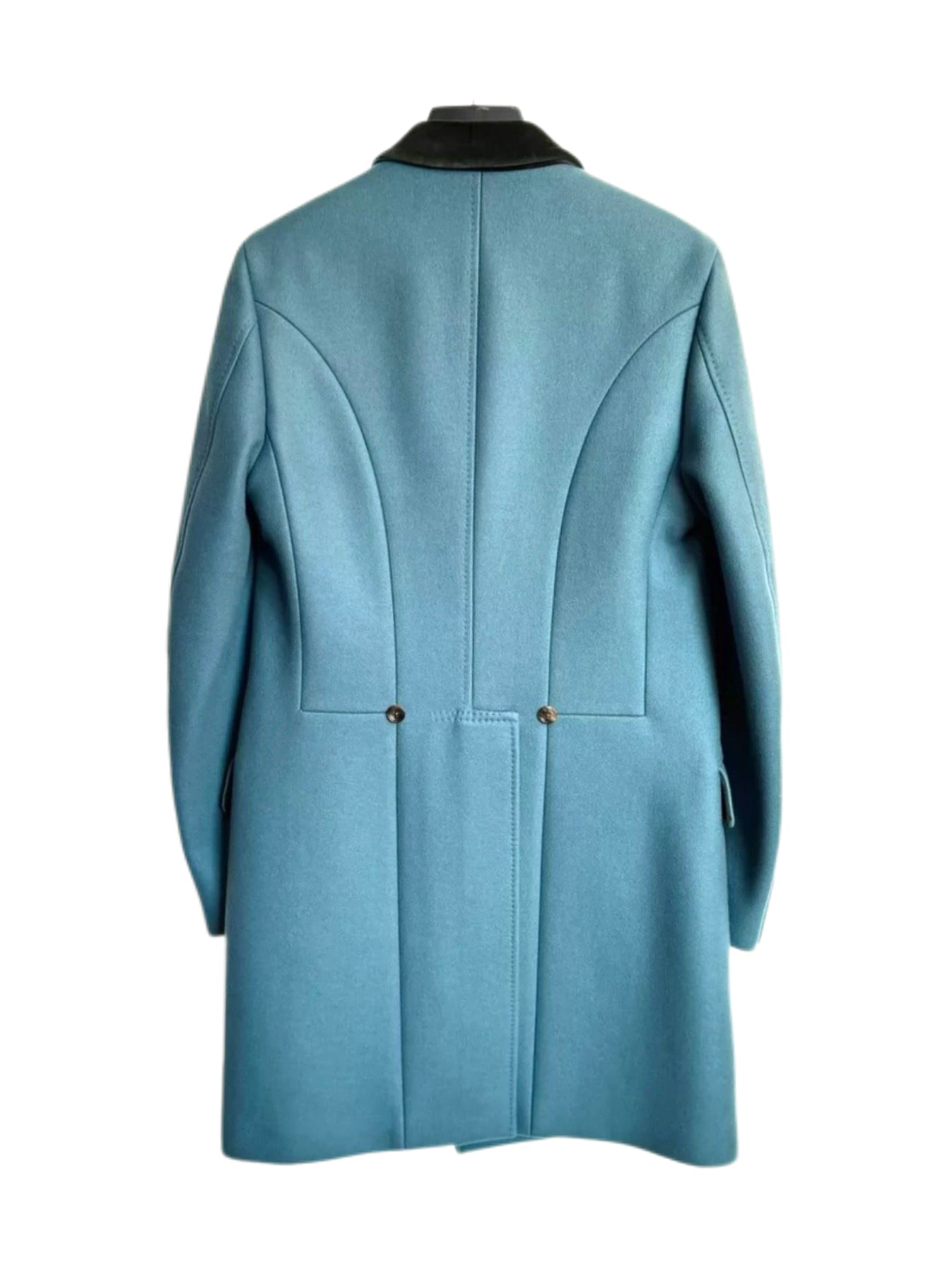 Gucci Tom Ford Runway Coat Peacock Blue Double Breasted Wool Overcoat Size 46 Archive Rare