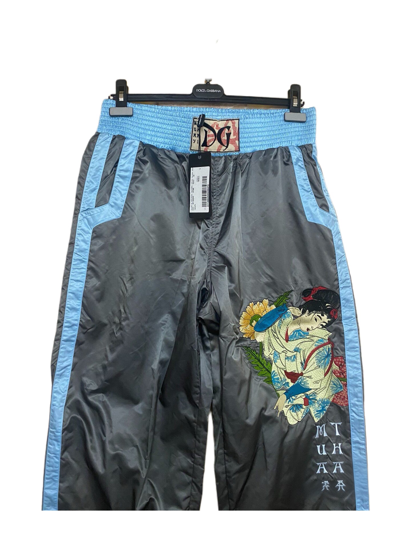 Dolce & Gabbana Y2K Runway Ukiyo-e Embroidered Satin Boxing Pants Vintage DG Japanese Print Track Pants