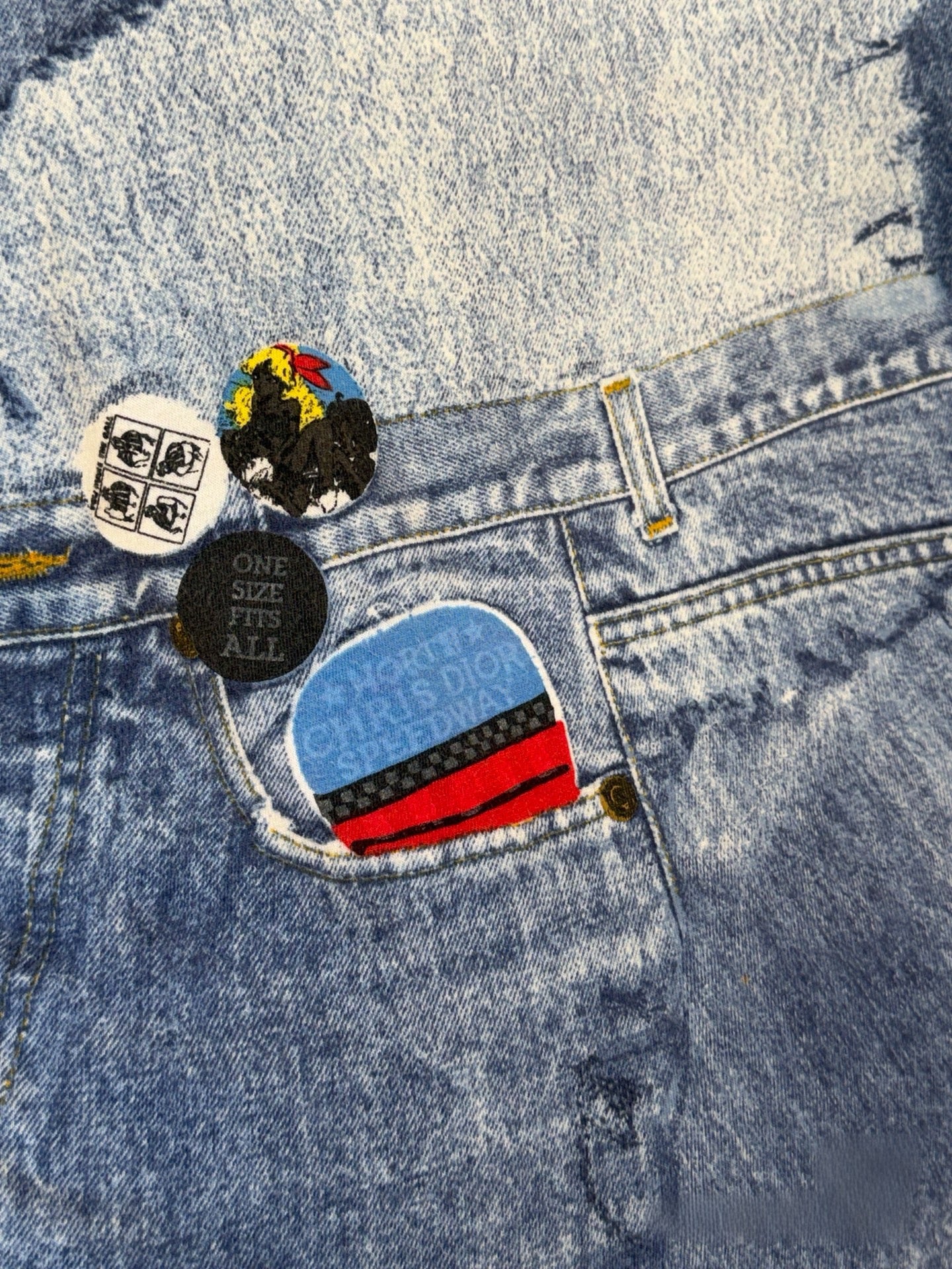 Christian Dior by John Galliano Vintage Denim Trompe-l’œil Badge Print T-Shirt