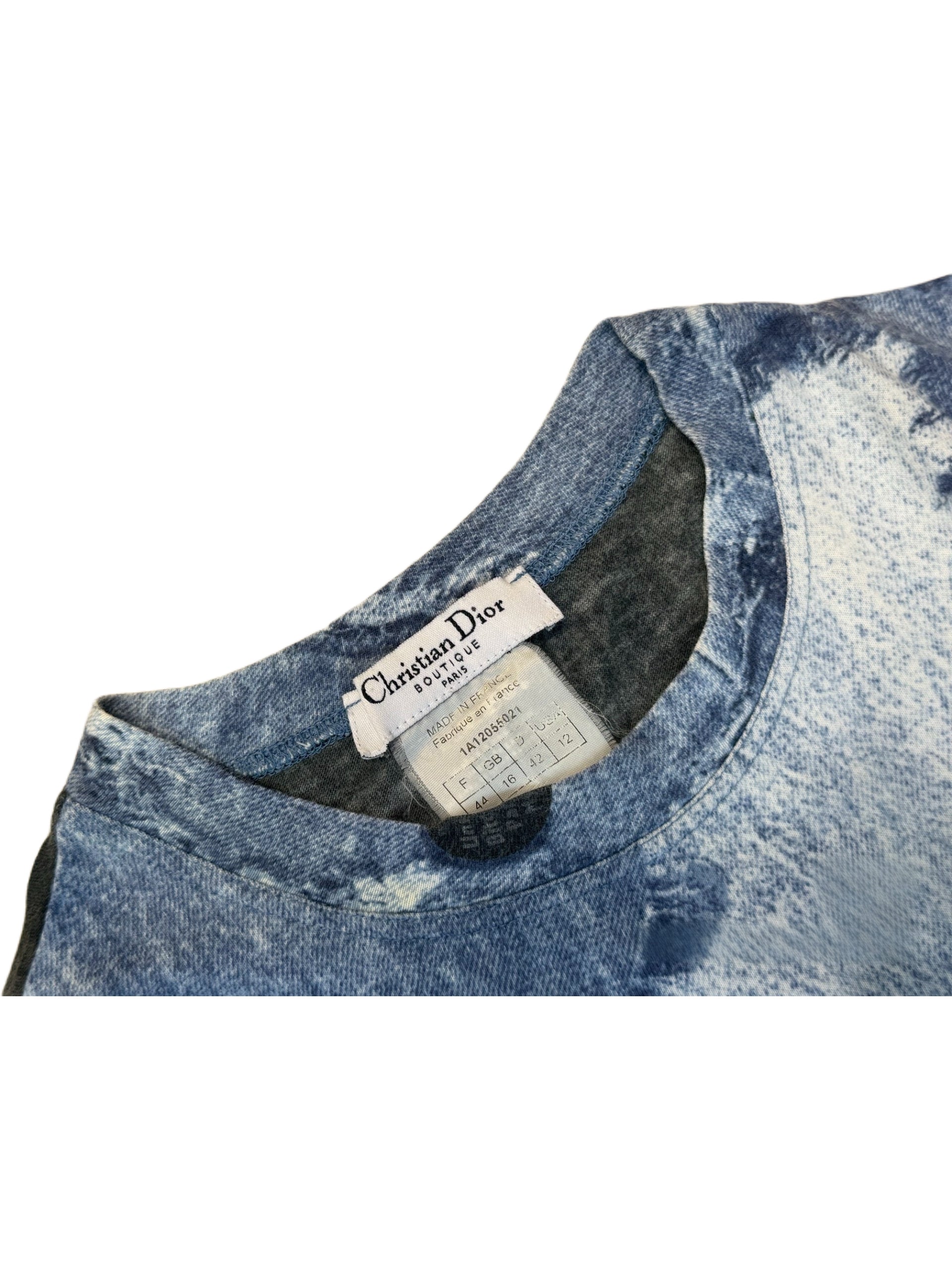 Christian Dior by John Galliano Vintage Denim Trompe-l’œil Badge Print T-Shirt