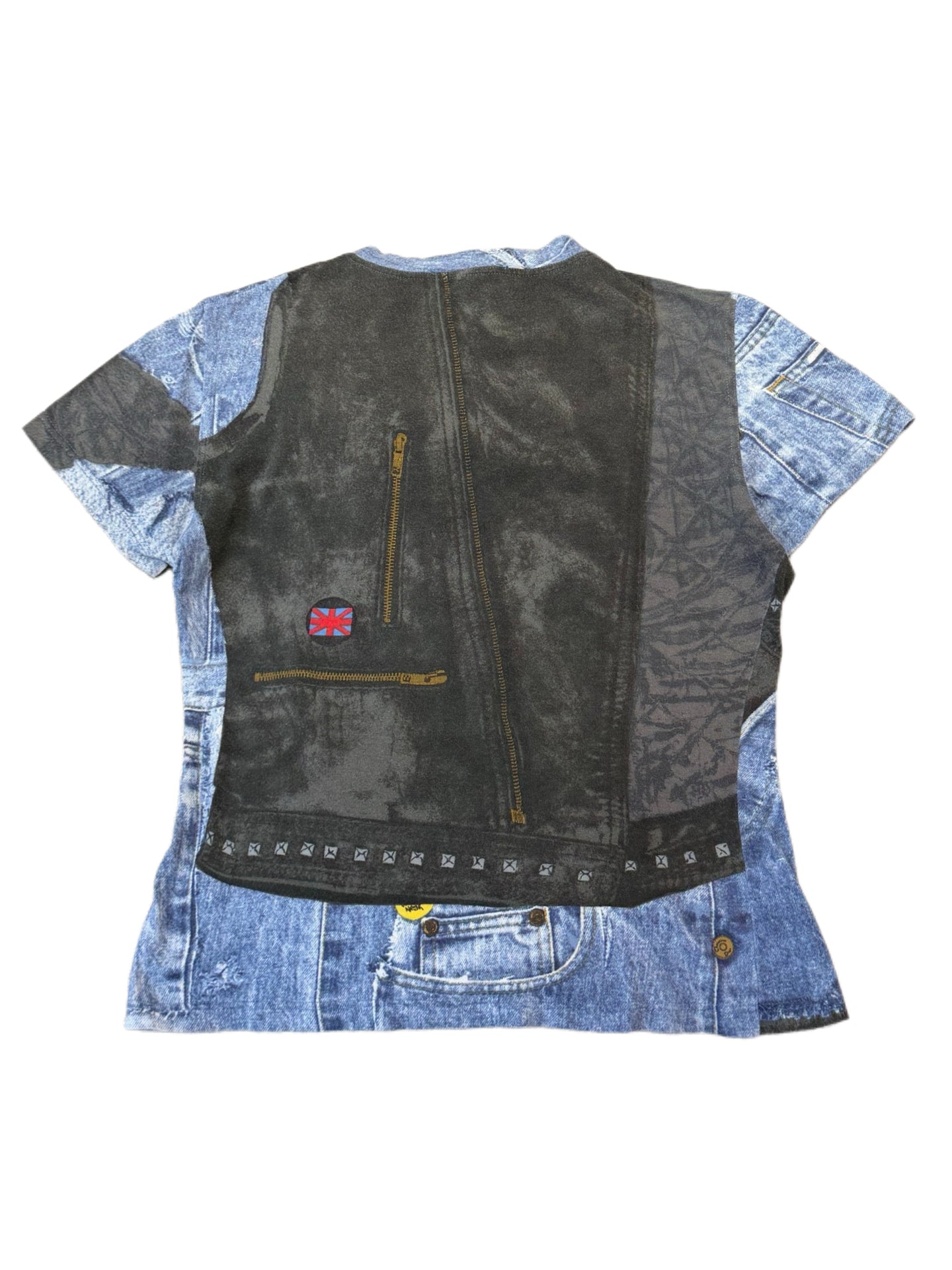 Christian Dior by John Galliano Vintage Denim Trompe-l’œil Badge Print T-Shirt
