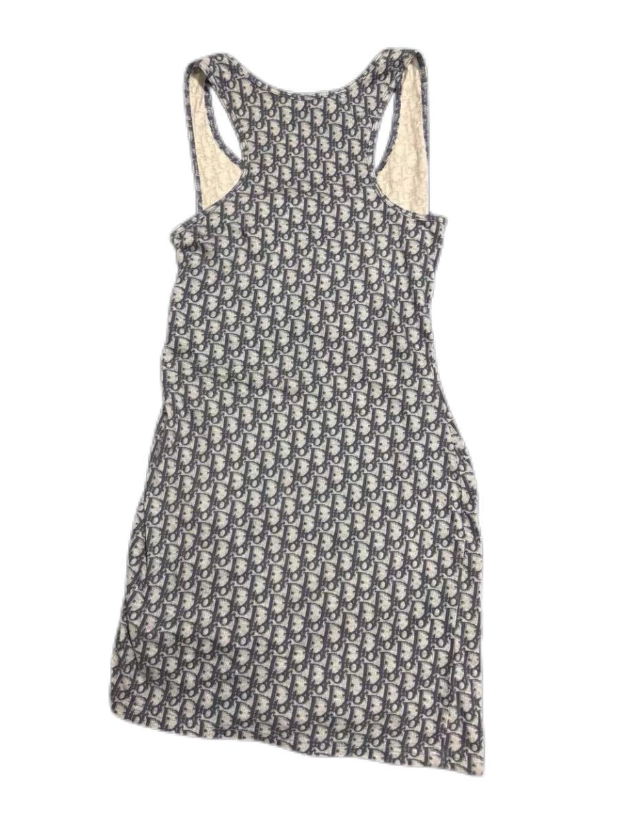 Christian Dior by John Galliano Vintage Blue Oblique Monogram “2” Sport Tank Dress